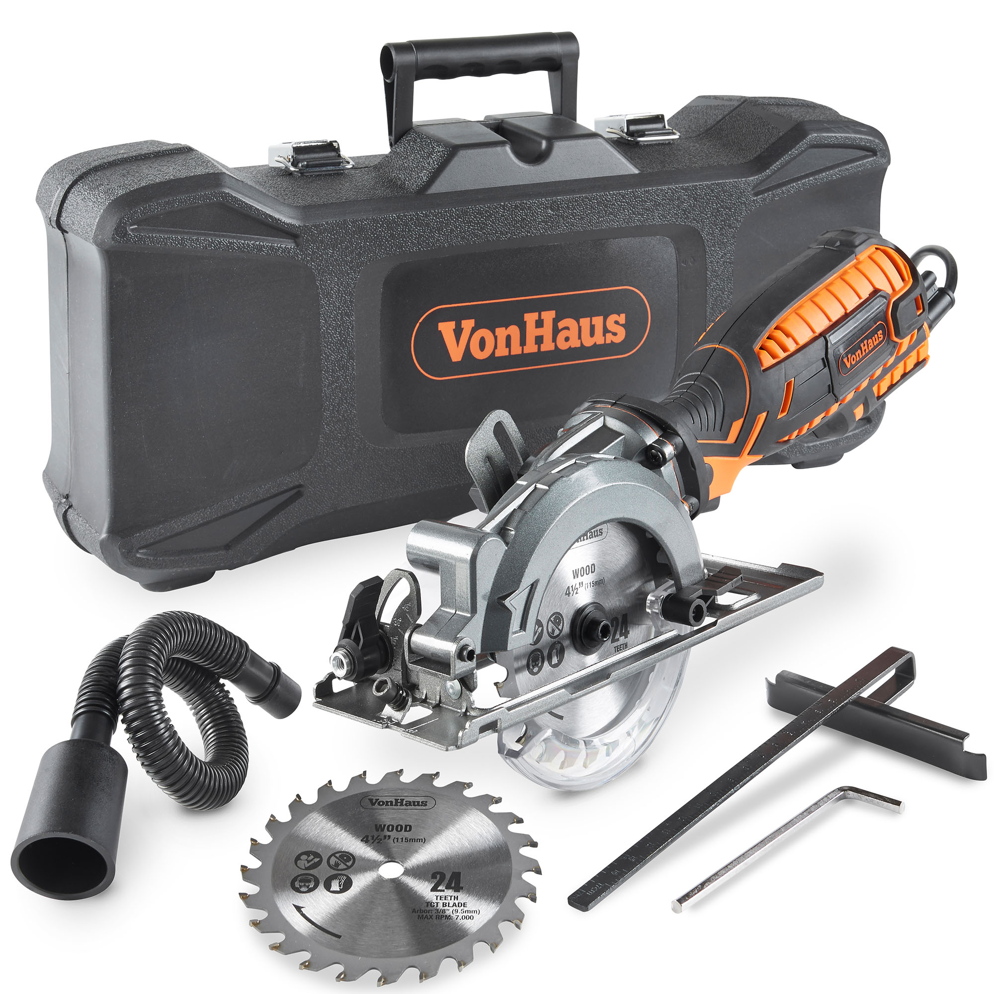 VonHaus 5.8 Amp Compact Circular Saw Kit 3500 RPM with Miter Function
