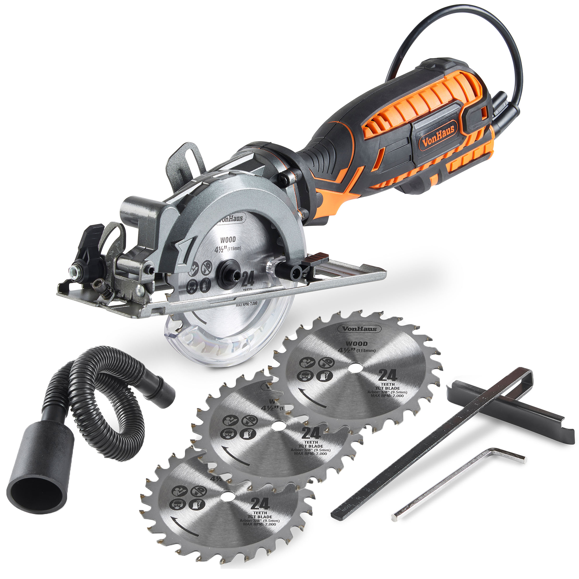 VonHaus 5.8 Amp Compact Circular Saw Kit 3500 RPM with Miter Function