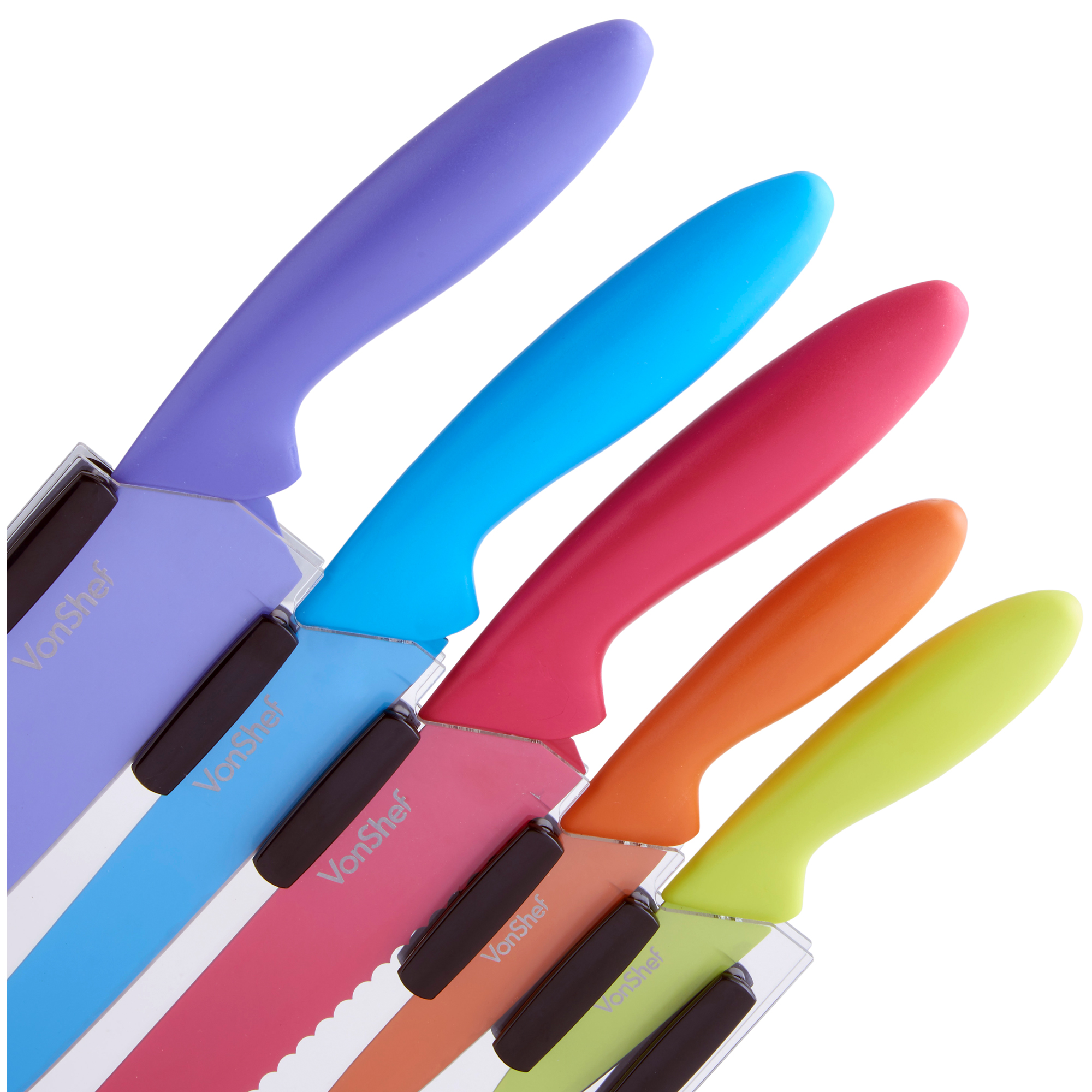 VonShef High Grade Stainless Steel Multi Colored Kitchen Knife Block