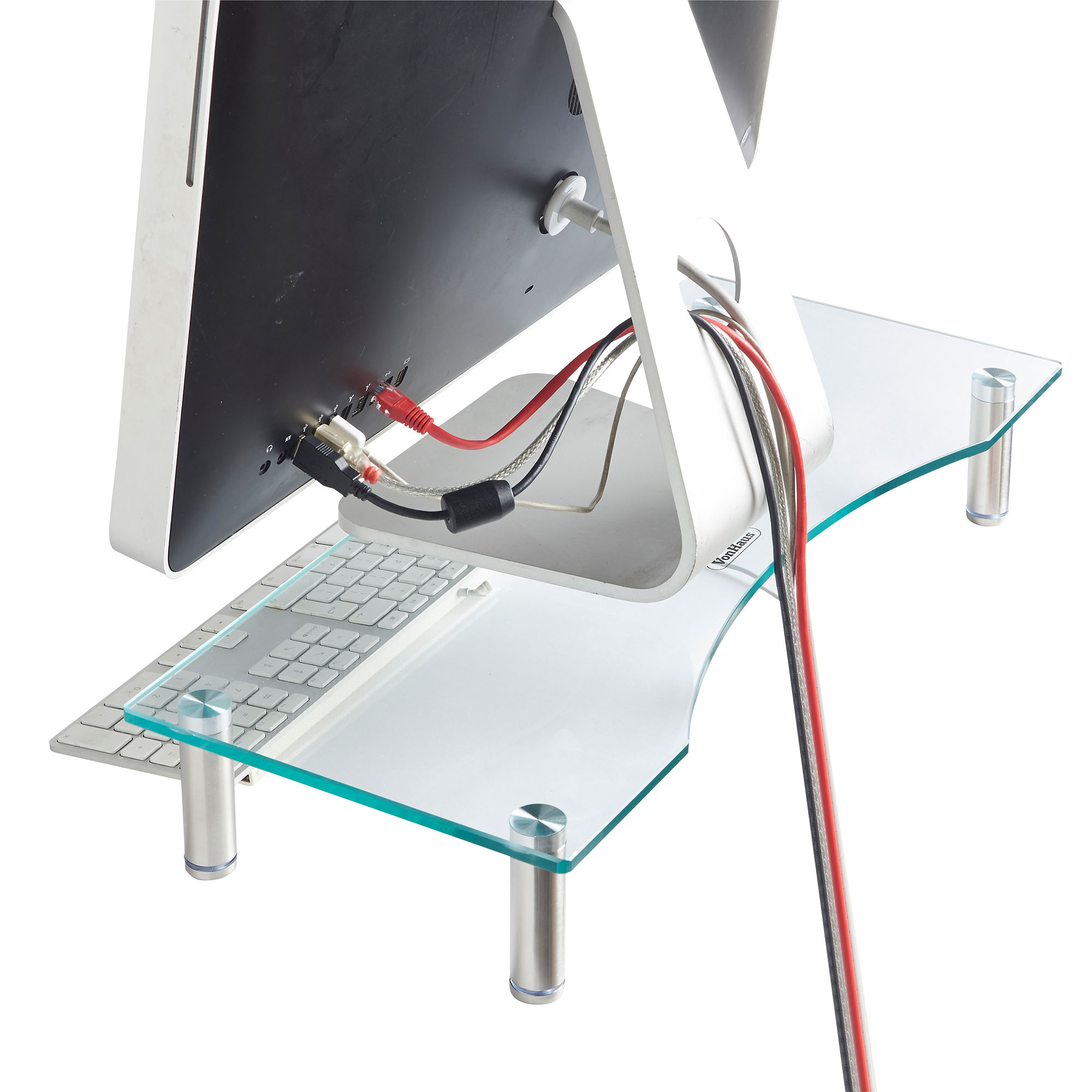 VonHaus Clear Curved Glass Computer Monitor TV Screen Display Riser