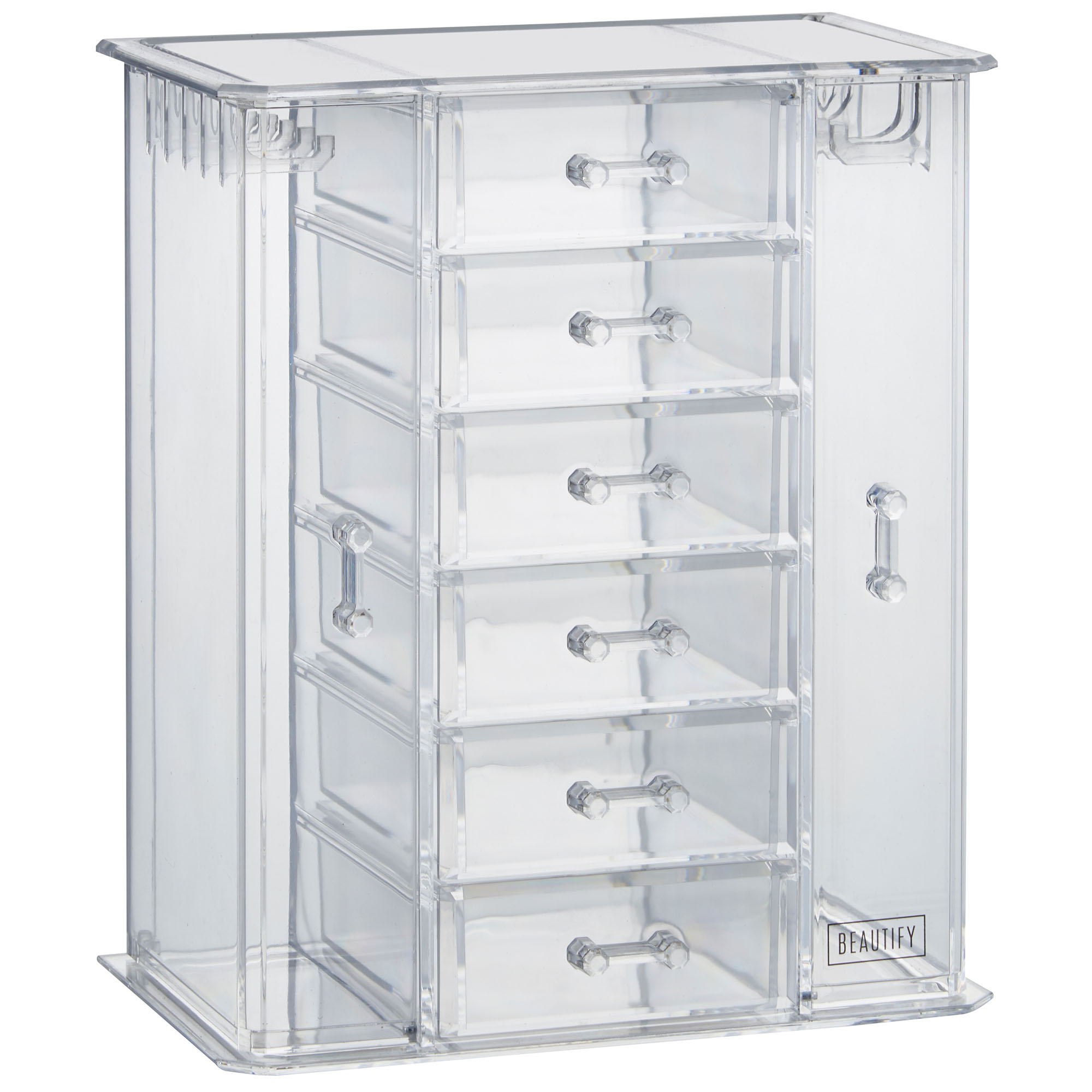 Beautify Clear Acrylic Jewelry Organizer Storage Box with 6 Drawers
