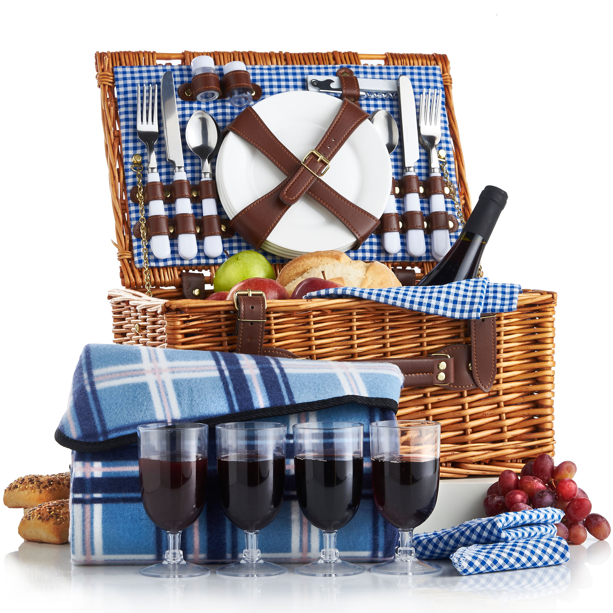 Vonshef 4 Person Wicker Picnic Basket With Flatware Plates Gles Sentinel Vonshef 4 Person Wicker Picnic Basket Hamper Set