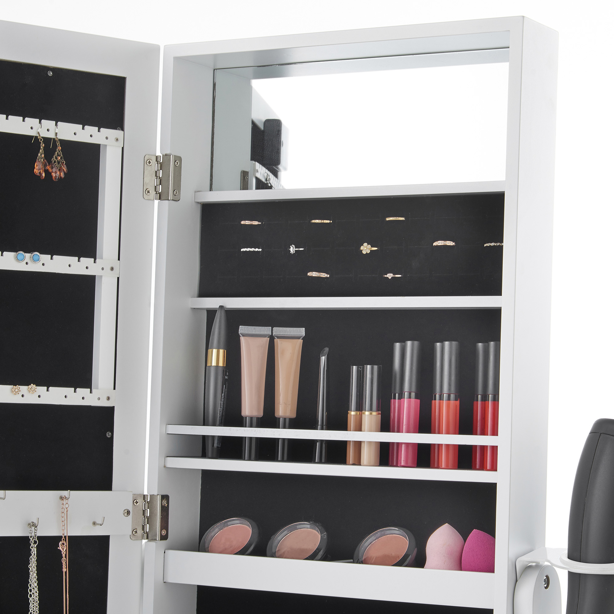 Beautify LED Lighted Mirrored Jewelry & Makeup Armoire