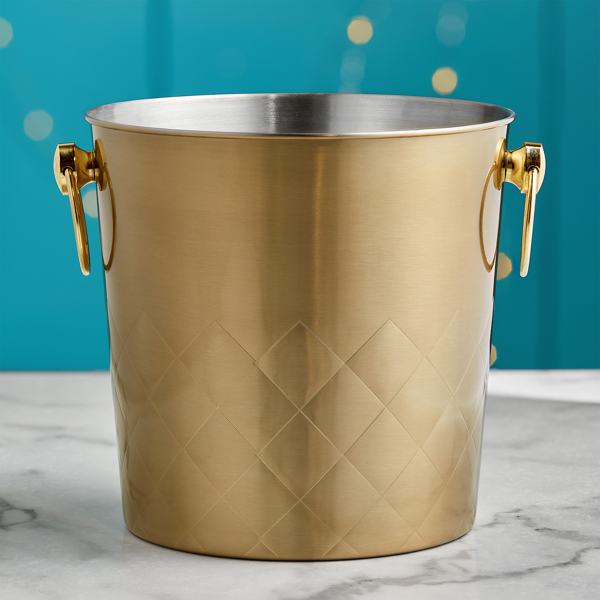VonShef Gold Champagne Bucket with 4 Champagne Glasses, 175 Oz, Carry