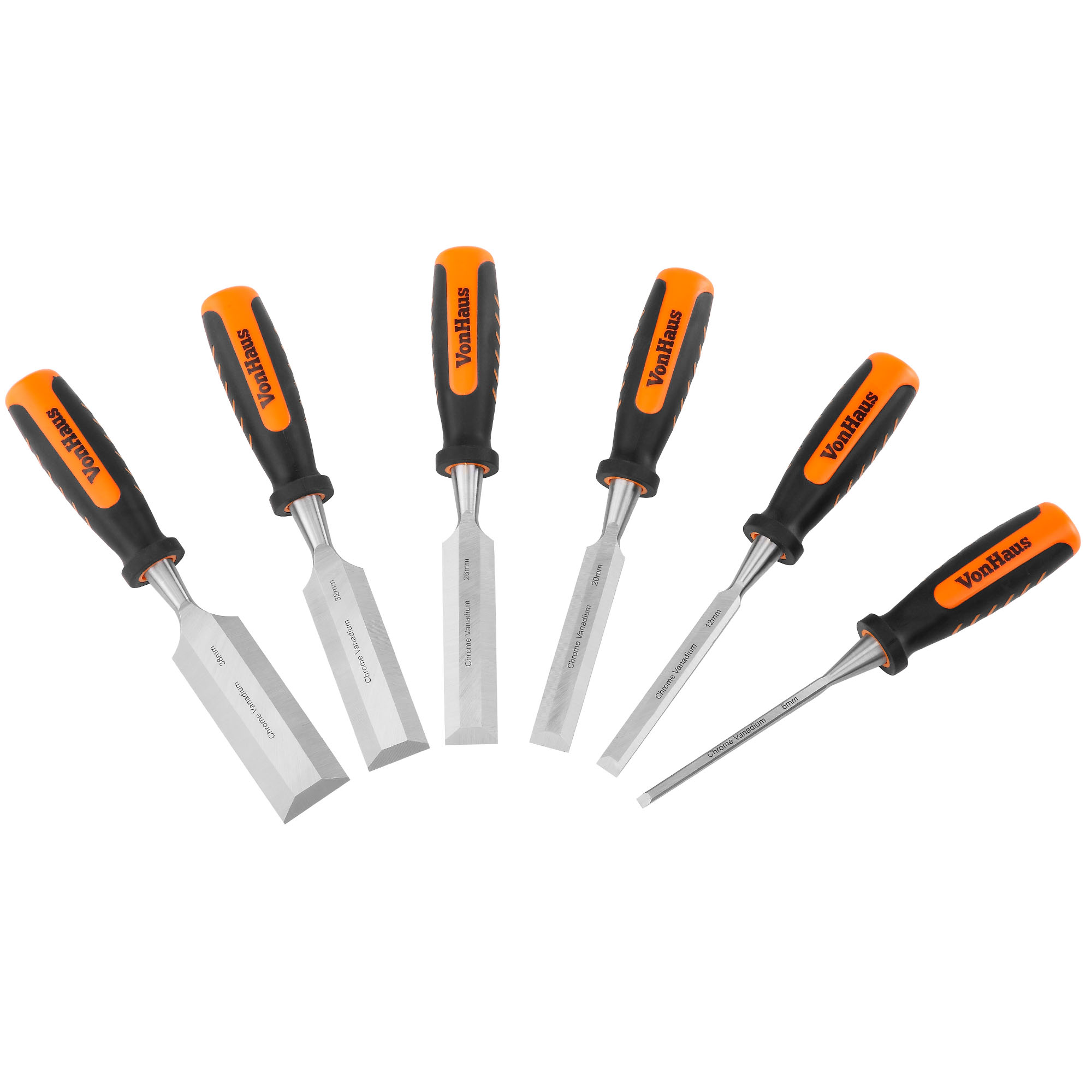 VonHaus 8 Piece Wood Chisel Set with Honing Guide 