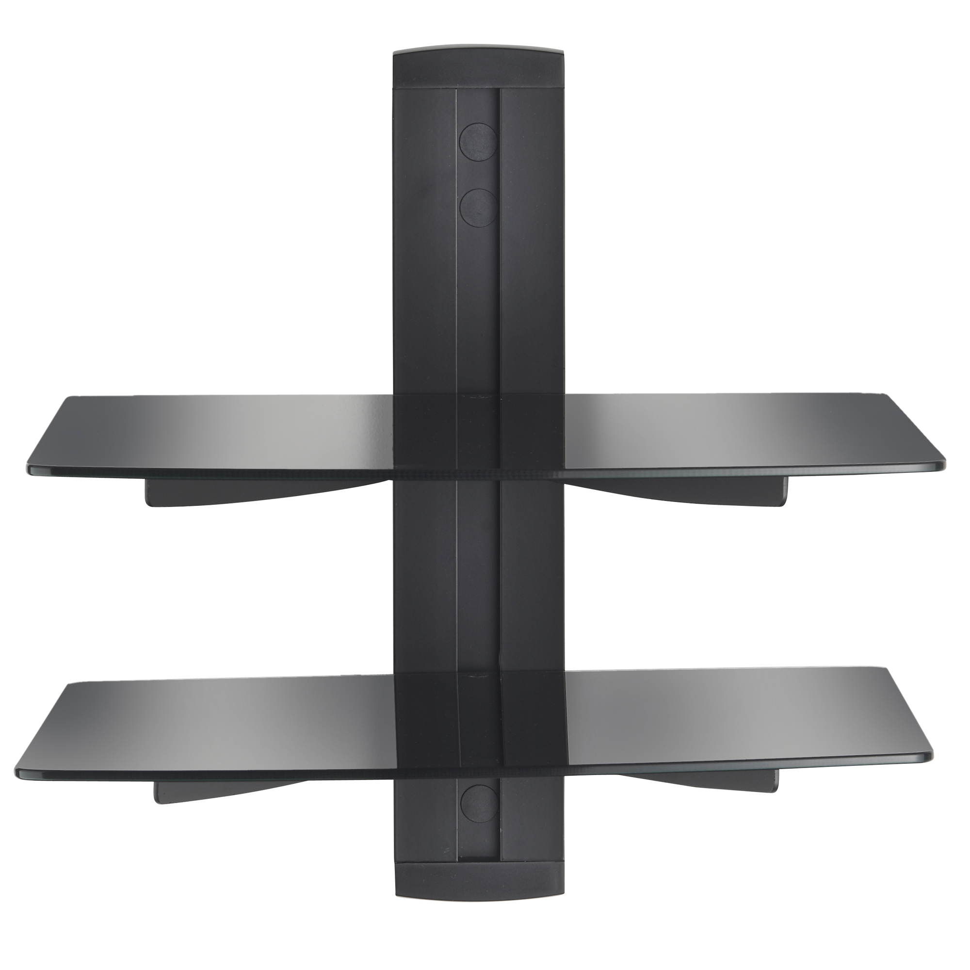 VonHaus 2x Black Floating Bracket Shelves Strengthened Tempered Glass