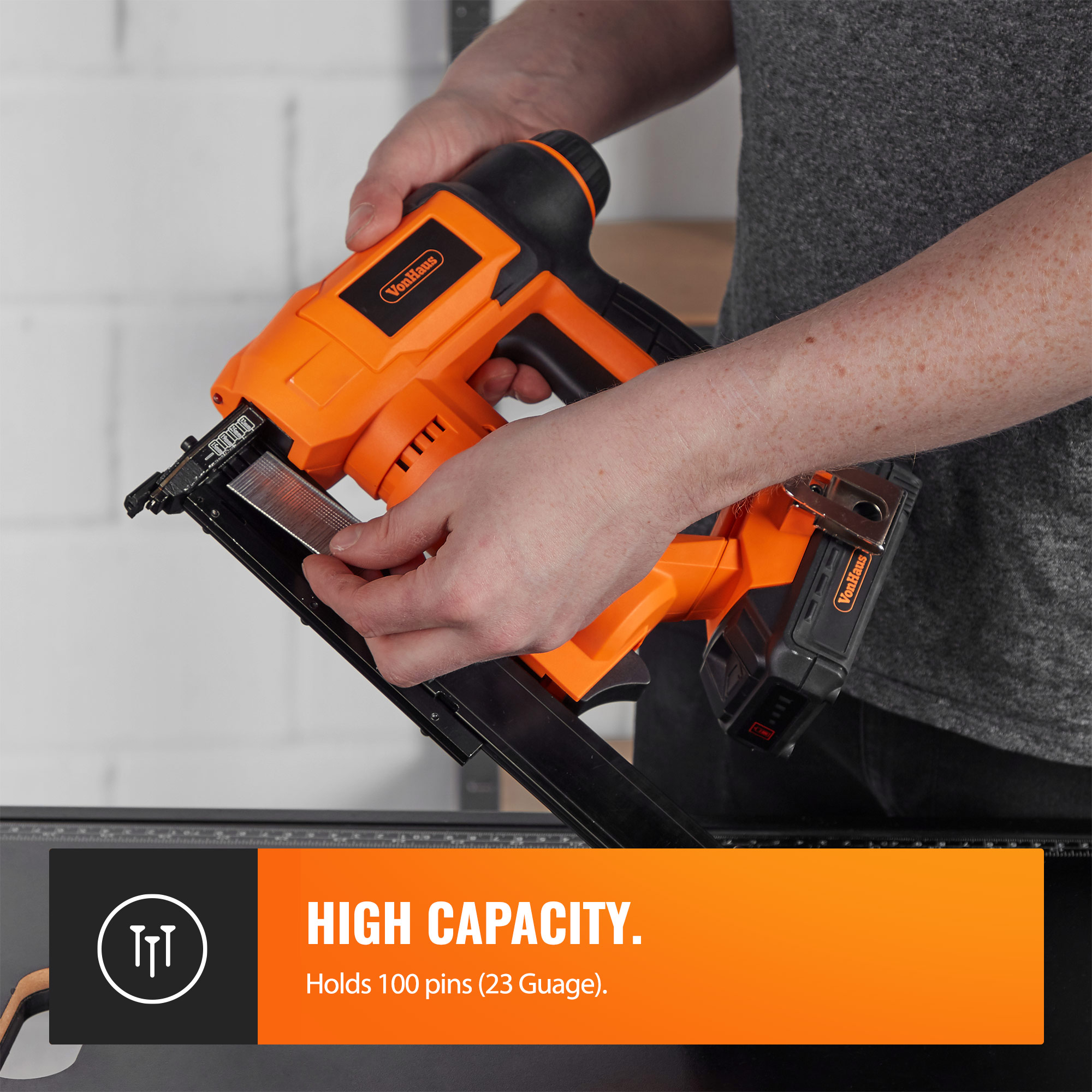 VonHaus Cordless Pin Nailer 23 Gauge Pinner 18V LIION with Battery and