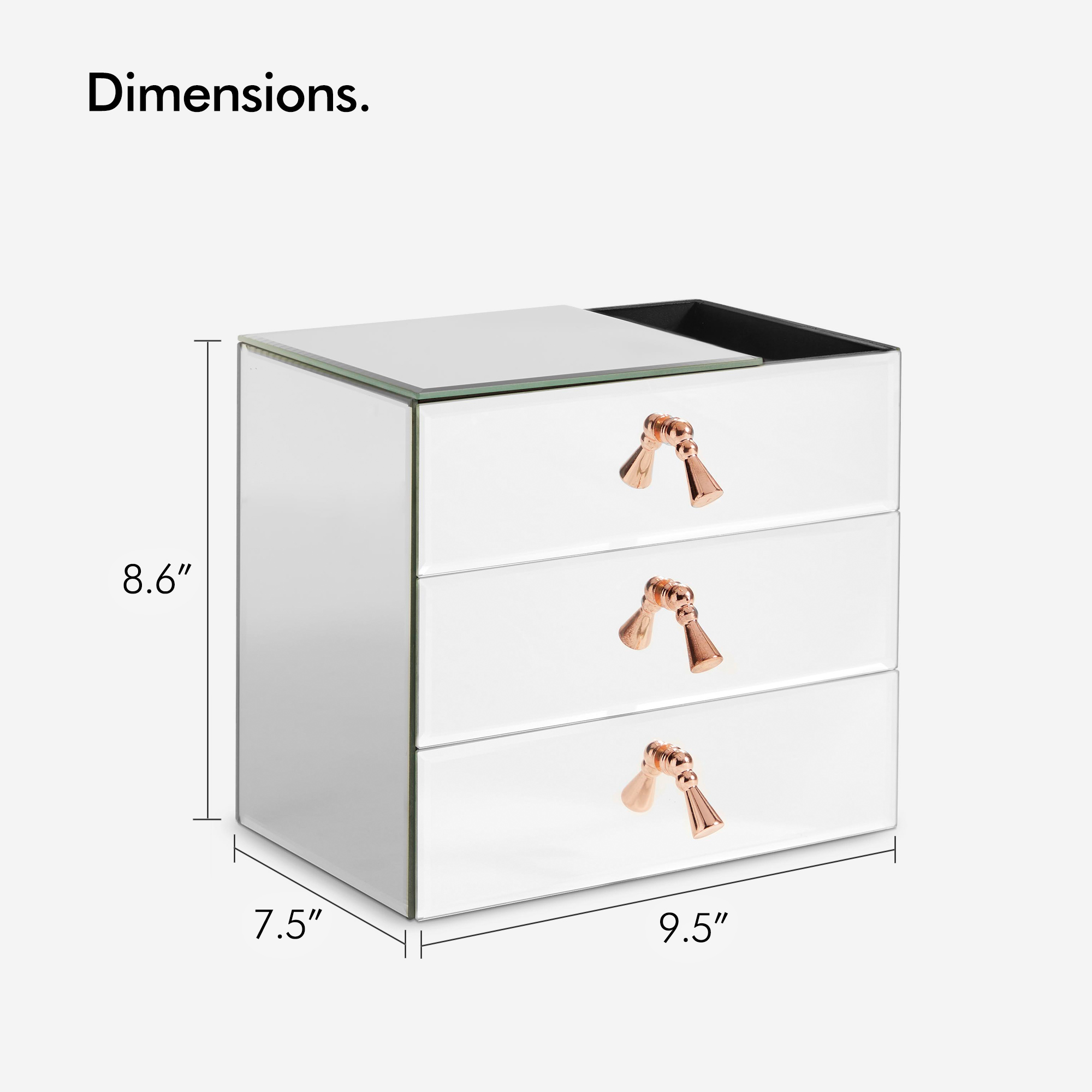 Beautify Large Mirrored Jewelry Box Cosmetic Makeup Organizer 3 Drawers Storage eBay