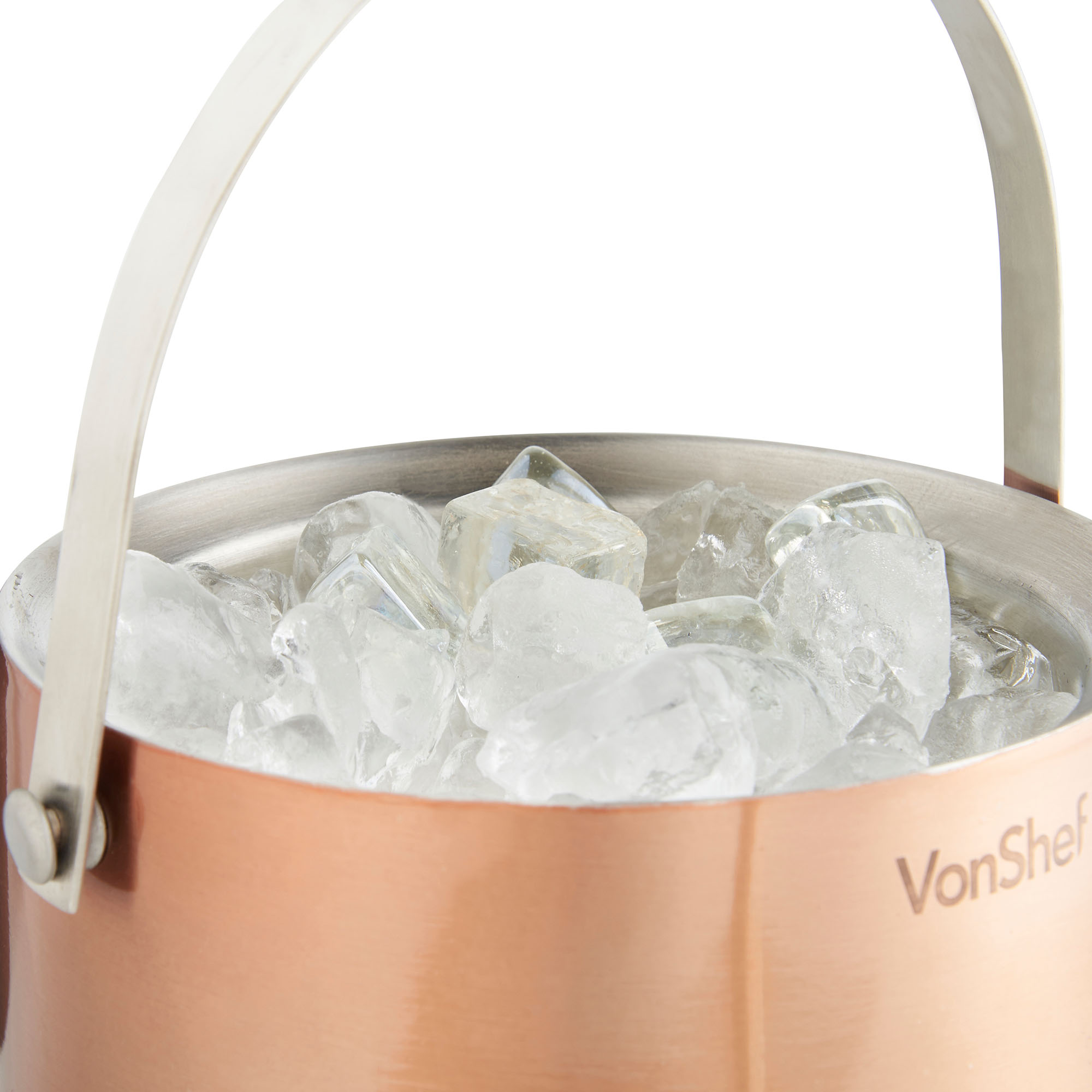 VonShef 3Qt Copper Double Walled Insulated Stainless Steel Ice Bucket