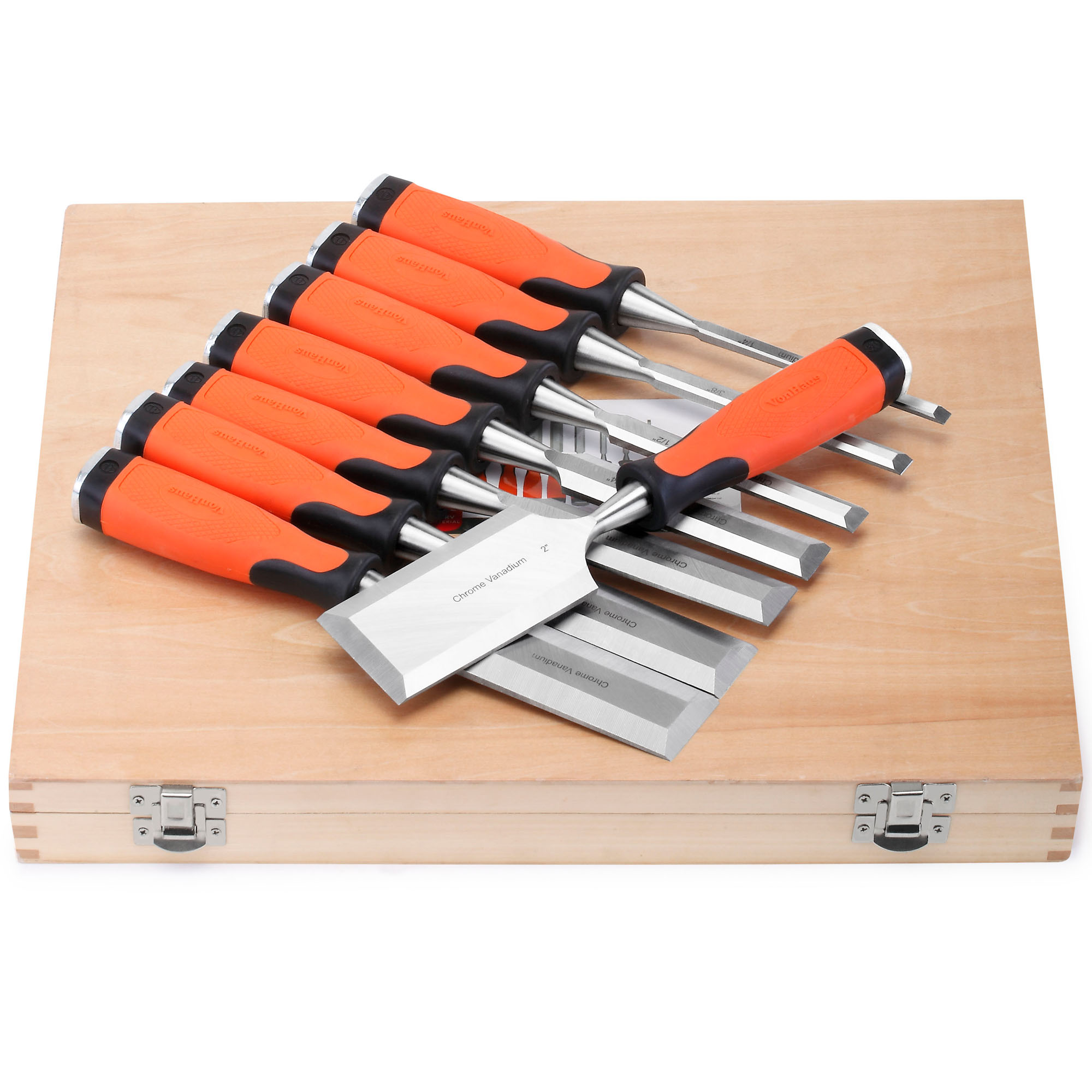 VonHaus 10 Piece Wood Working Chisel Set with Honing Guide 