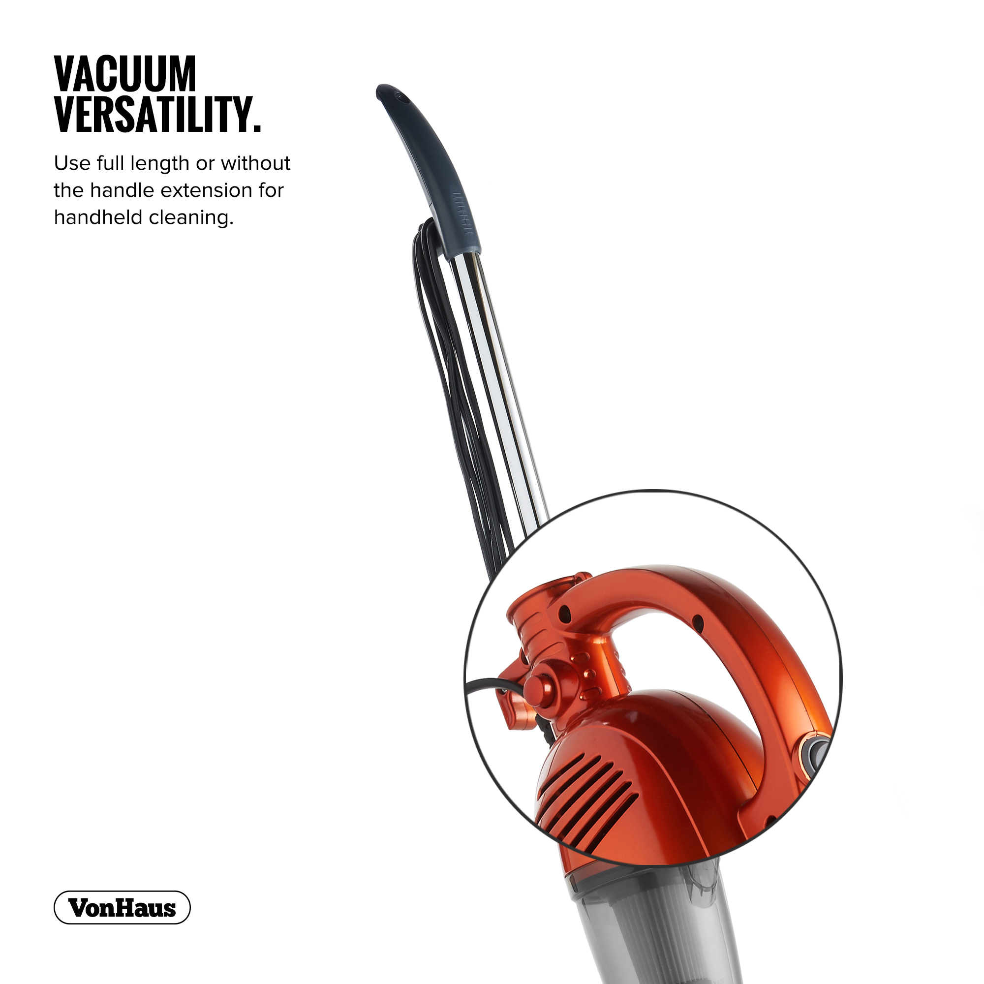 VonHaus 600W 2 in 1 Stick & Handheld Vacuum Cleaner Corded Lightweight