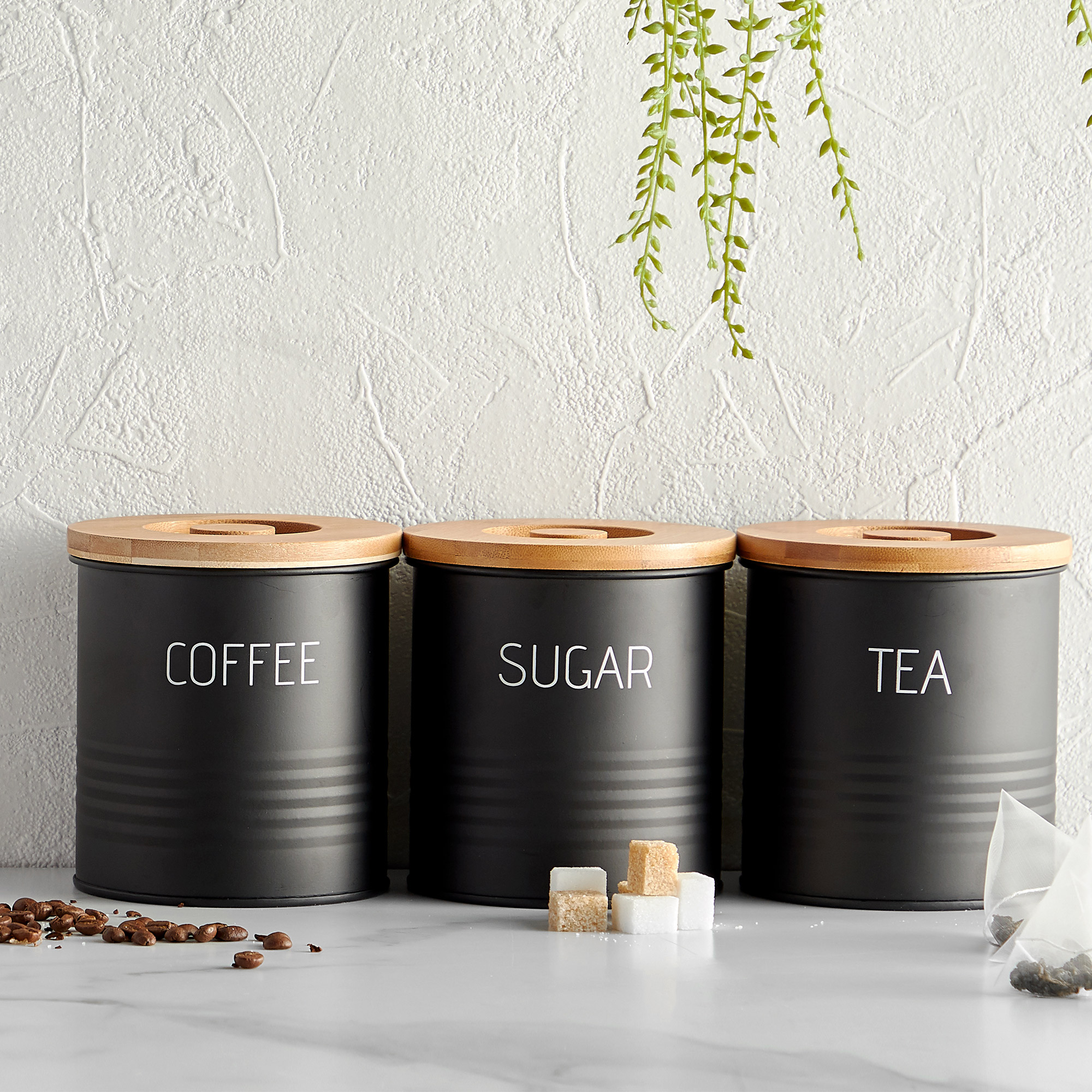 VonShef 3pc Canister Set w/ Bamboo Airtight Seal Lids for Coffee Sugar Tea 1QT eBay