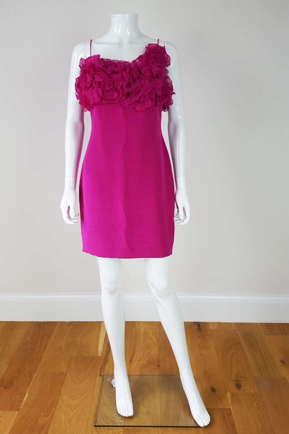 hot pink silk mini dress