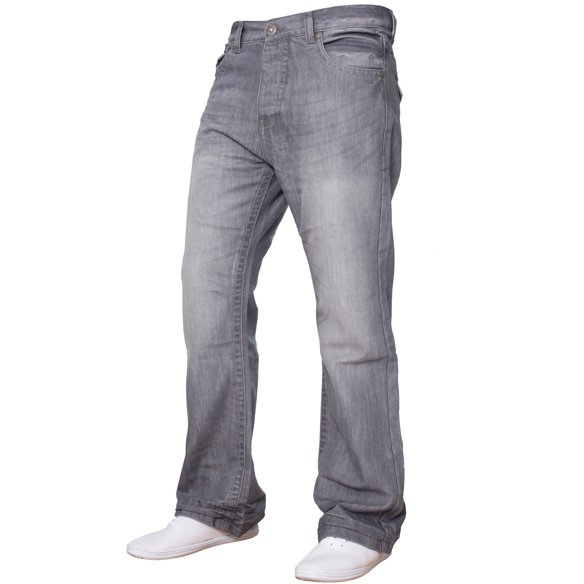 New Mens Basic Bootcut Wide Leg Flared Work Casual Denim Jeans Big King ...