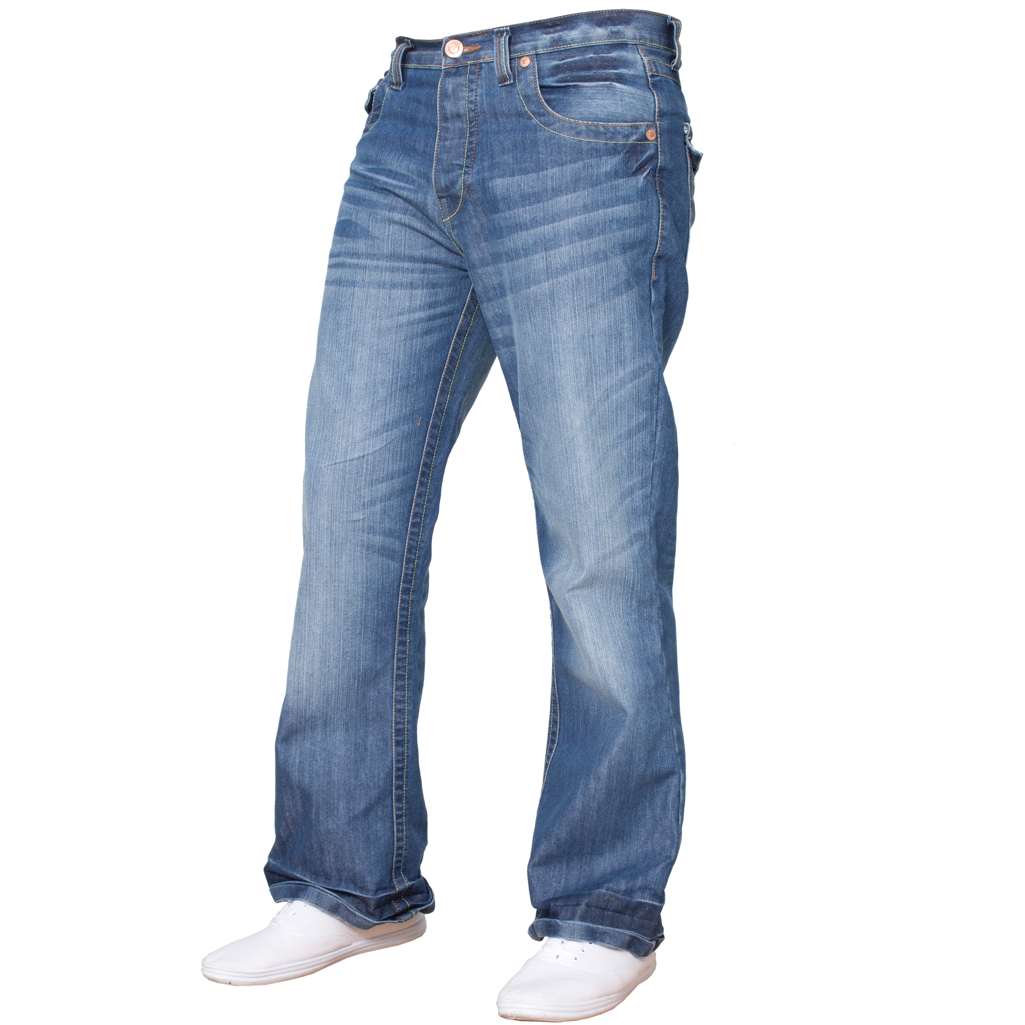 New Mens Basic Bootcut Wide Leg Flared Work Casual Denim Jeans Big King ...