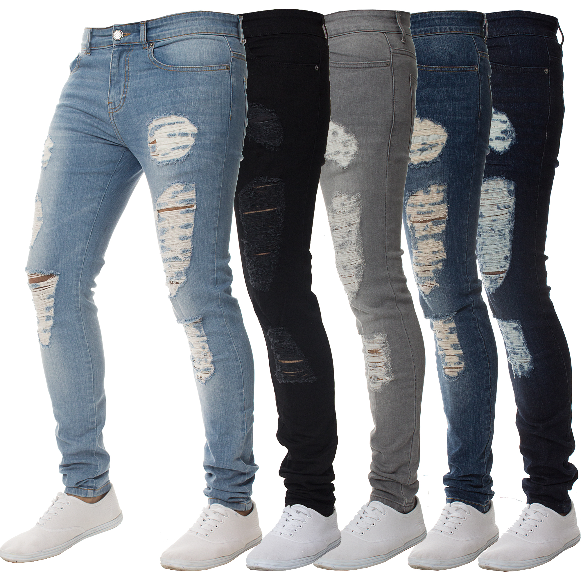 athletic fit distressed jeans