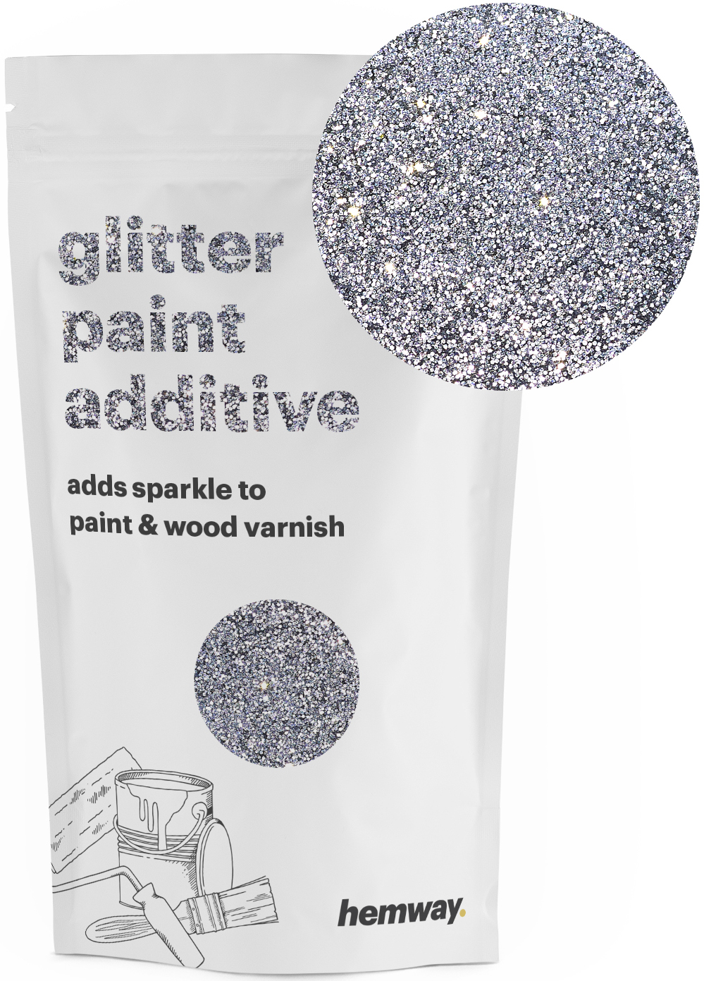 Hemway Silver Glitter Vernice Additivo 100 g / 3,5 once di lattice