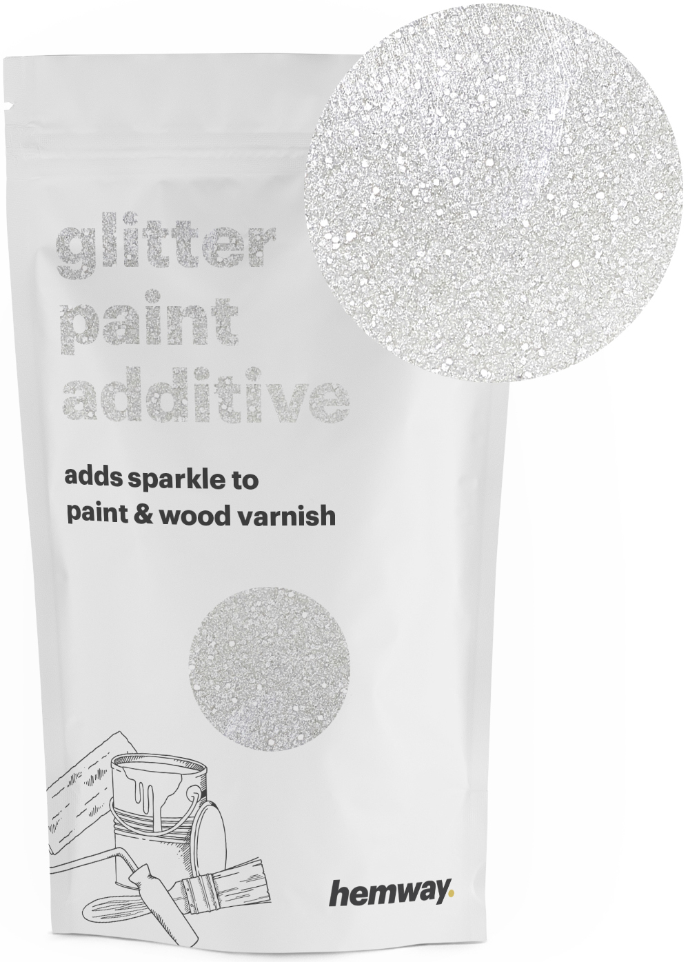 Hemway Silver Holographic Glitter Paint Additive Emulsion Walls Rainbow