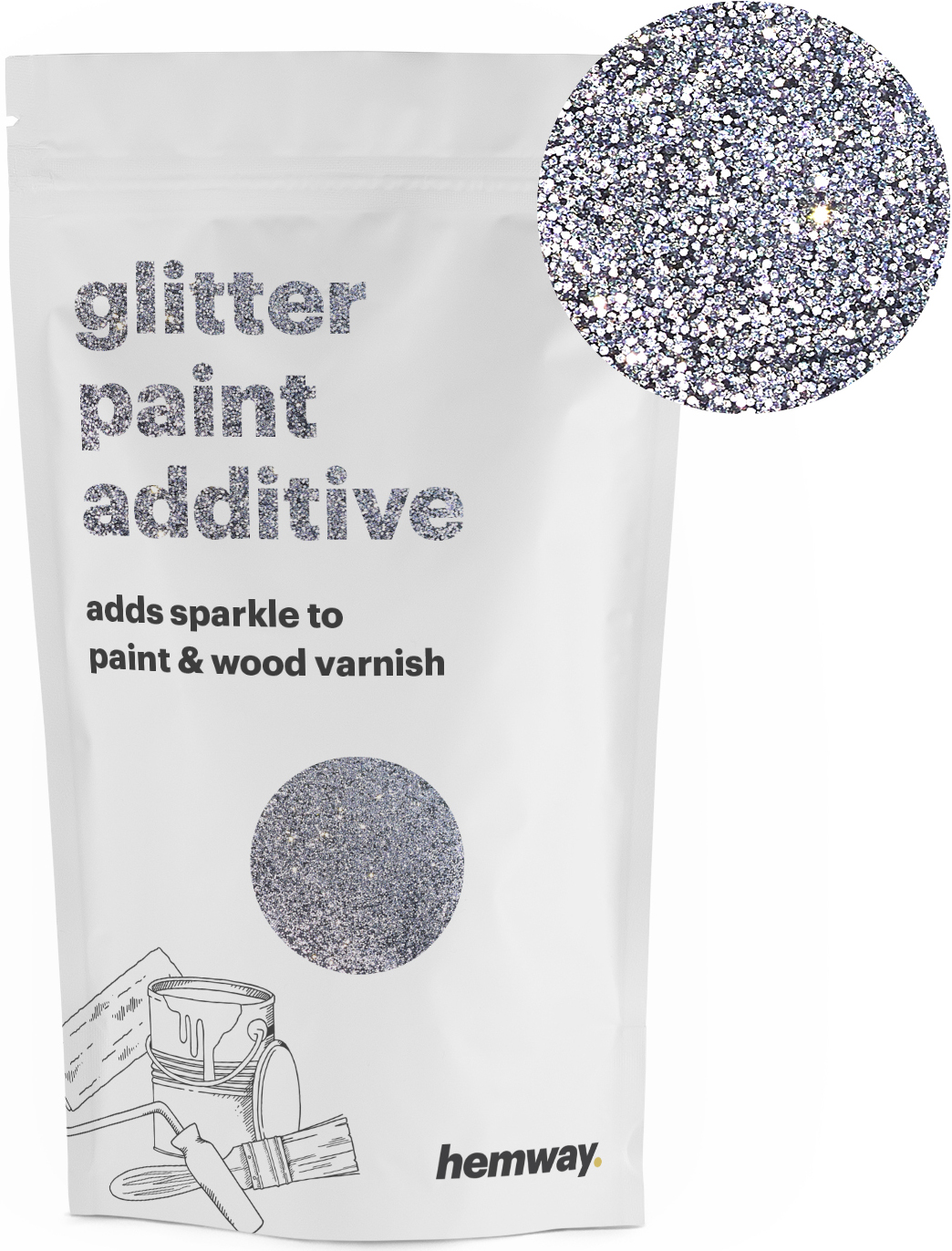 Hemway Silver Glitter Paint Additive Crystals for Emulsion 100g Ceiling