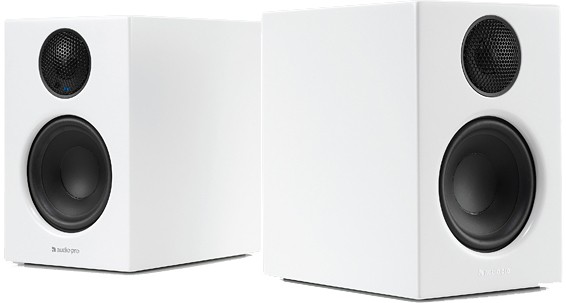 white powered speakers