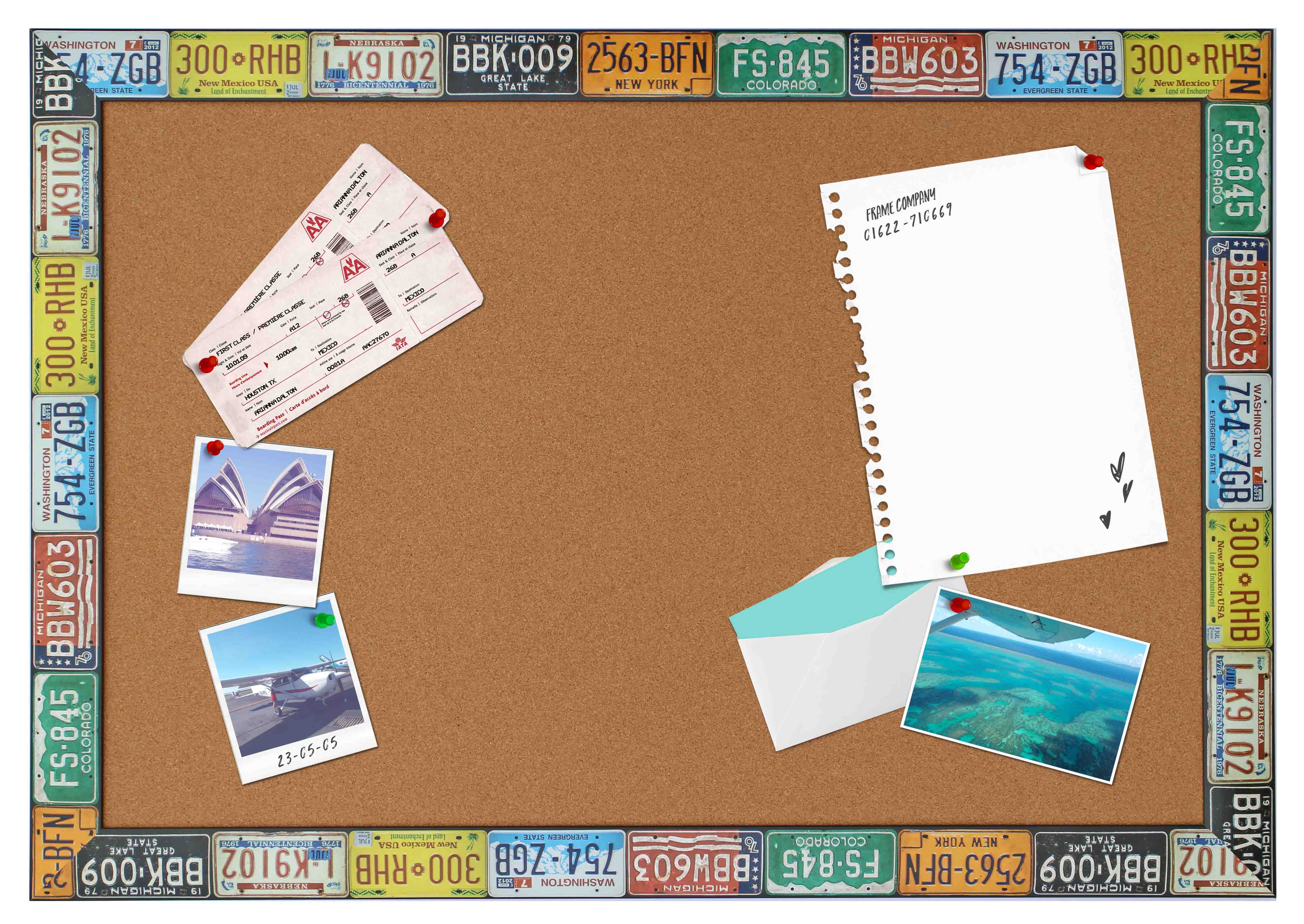 Cork Notice Board In American Licence Plate Design Frame Two Cork Notice Board In American Licence Plate Design Frame Two Sizes
