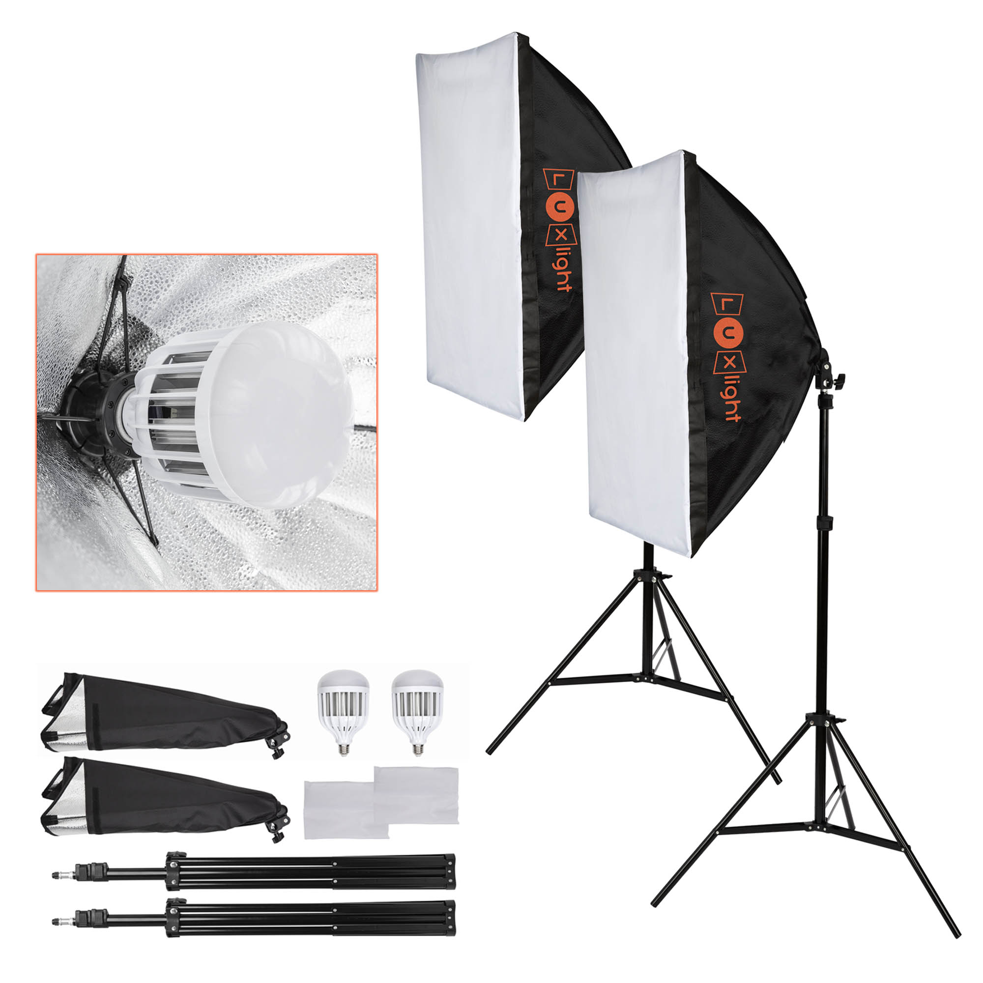 2 LED Softbox Lighting Kit | Portable Continuous Photography Video ...