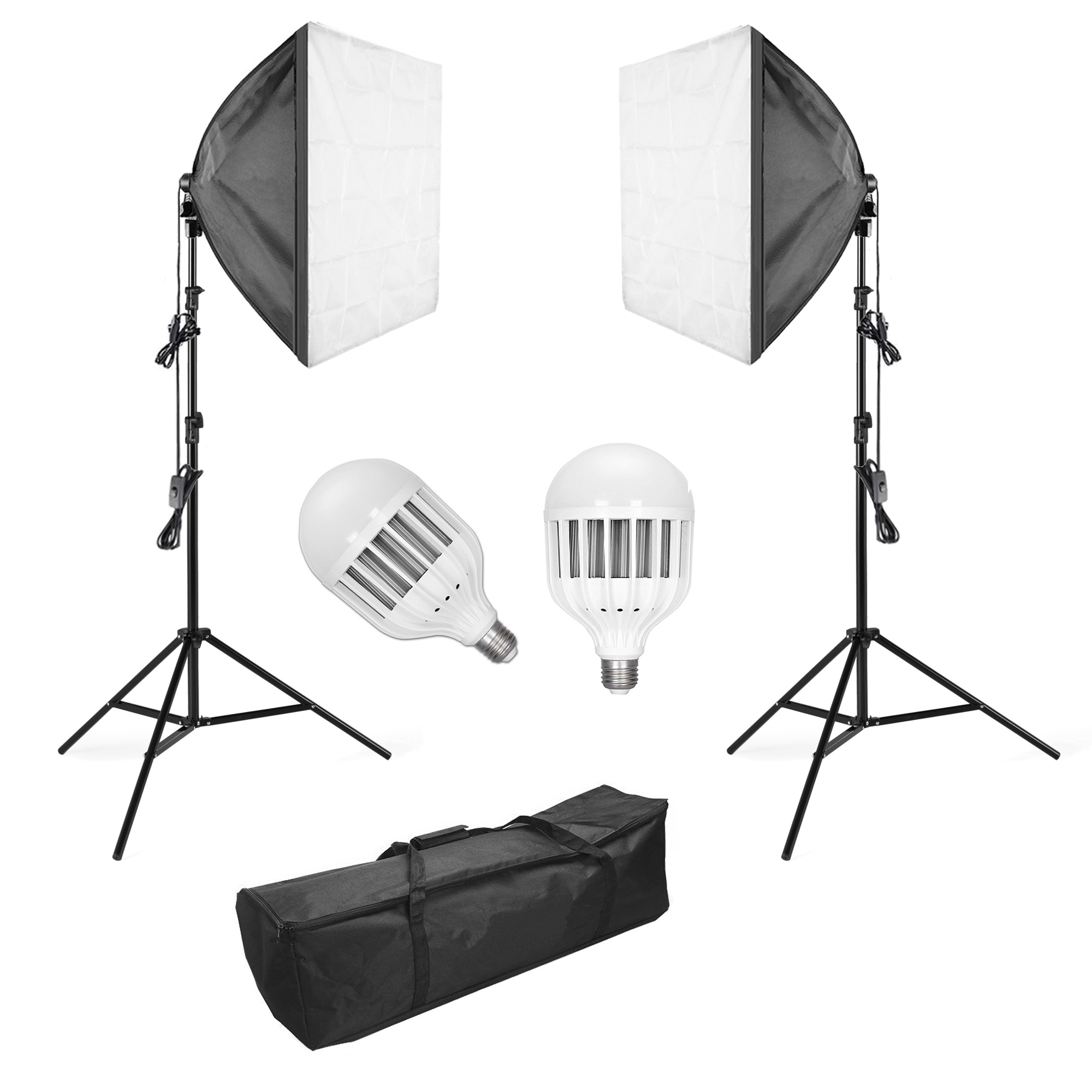 2 LED Softbox Lighting Kit | Portable Continuous Photography Video ...