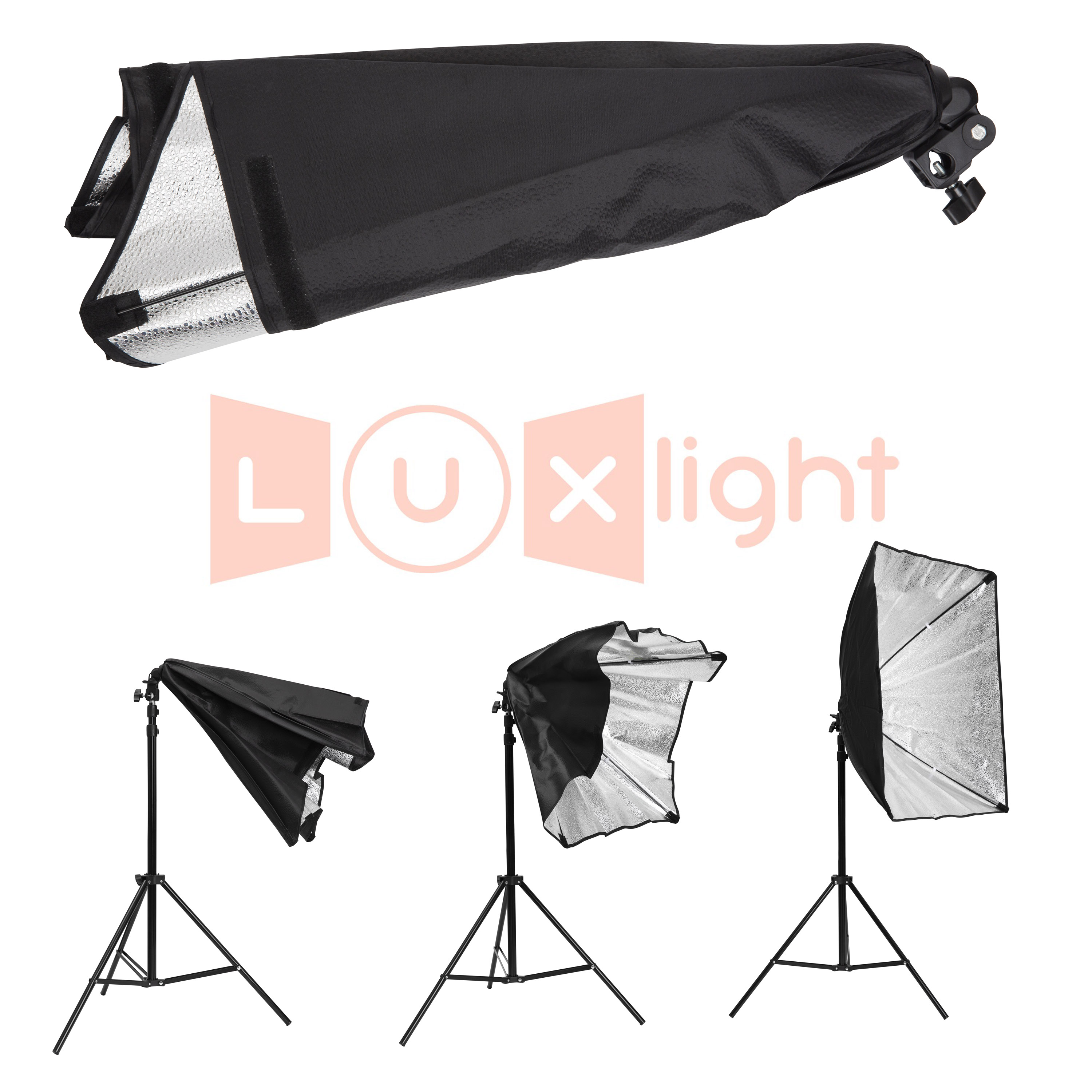 2 LED Softbox Lighting Kit Portable Continuous Photography Video