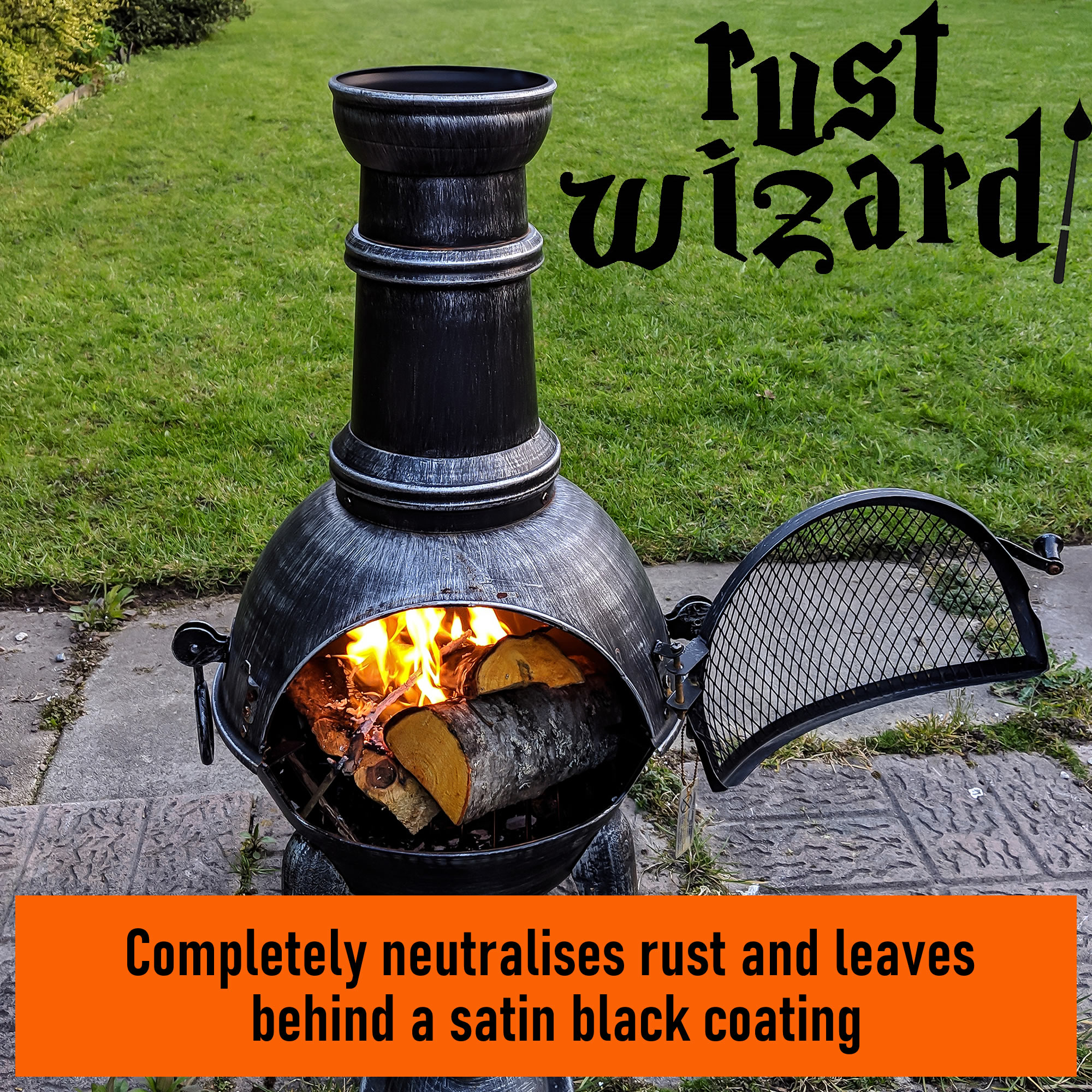 Rust Wizard Rust Converter Heat Proof Black Paint Metal BBQ Stoves Log