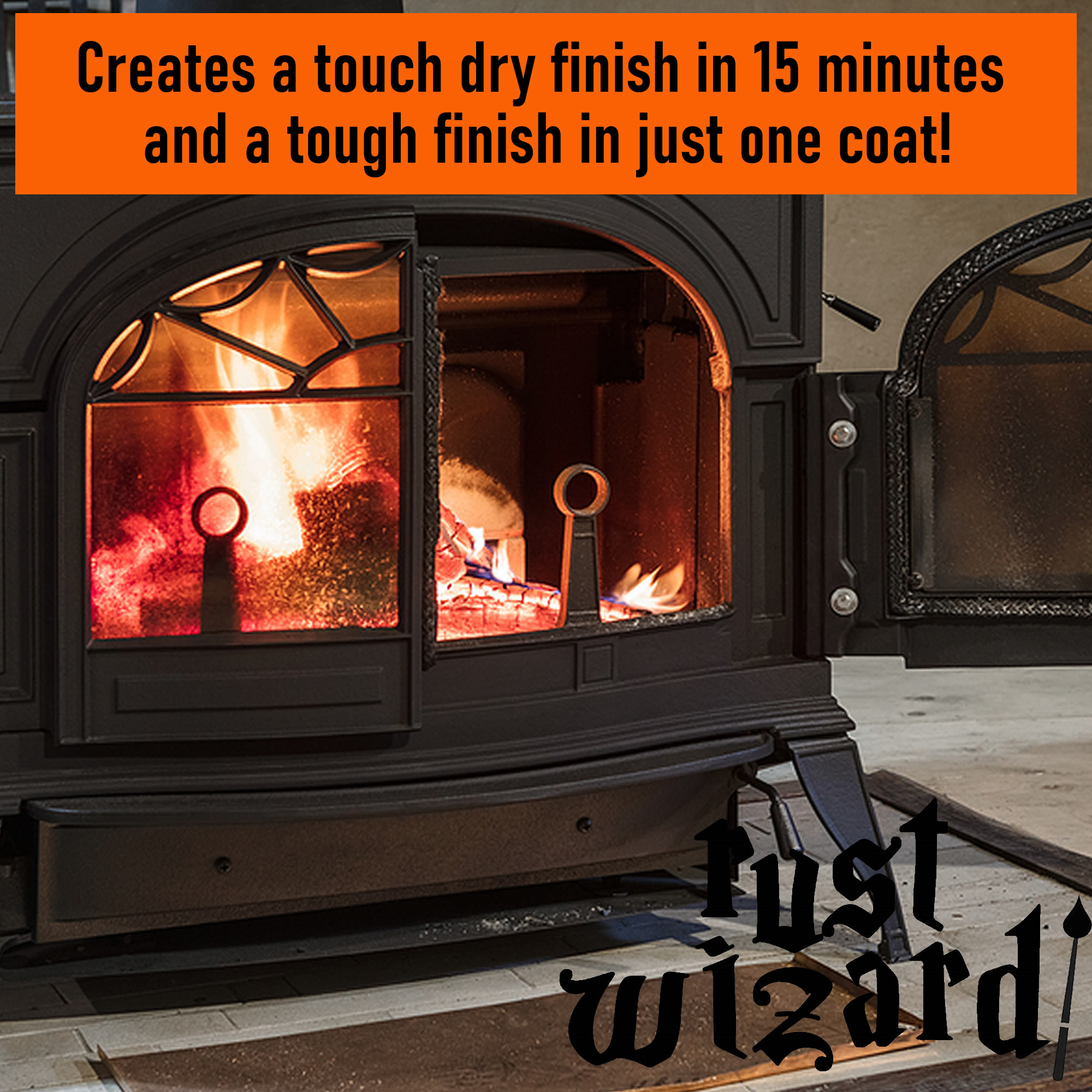 Rust Wizard Rust Converter Heat Proof Black Paint Metal BBQ Stoves Log