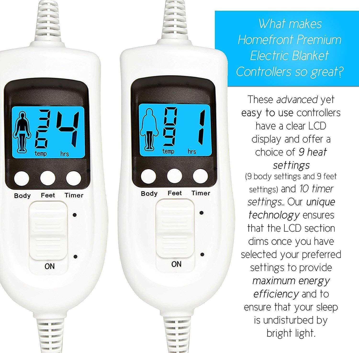 Homefront Double Electric Blanket Size Fitted Heated Washable Dual Controls eBay