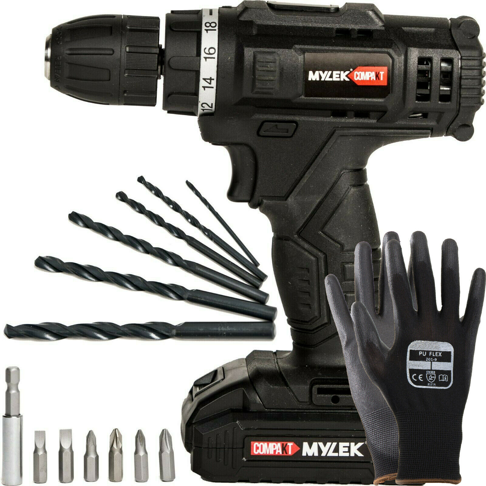 Cordless Drill 18V Screwdriver DIY Set New LiIon 1500mAh & 13 Piece