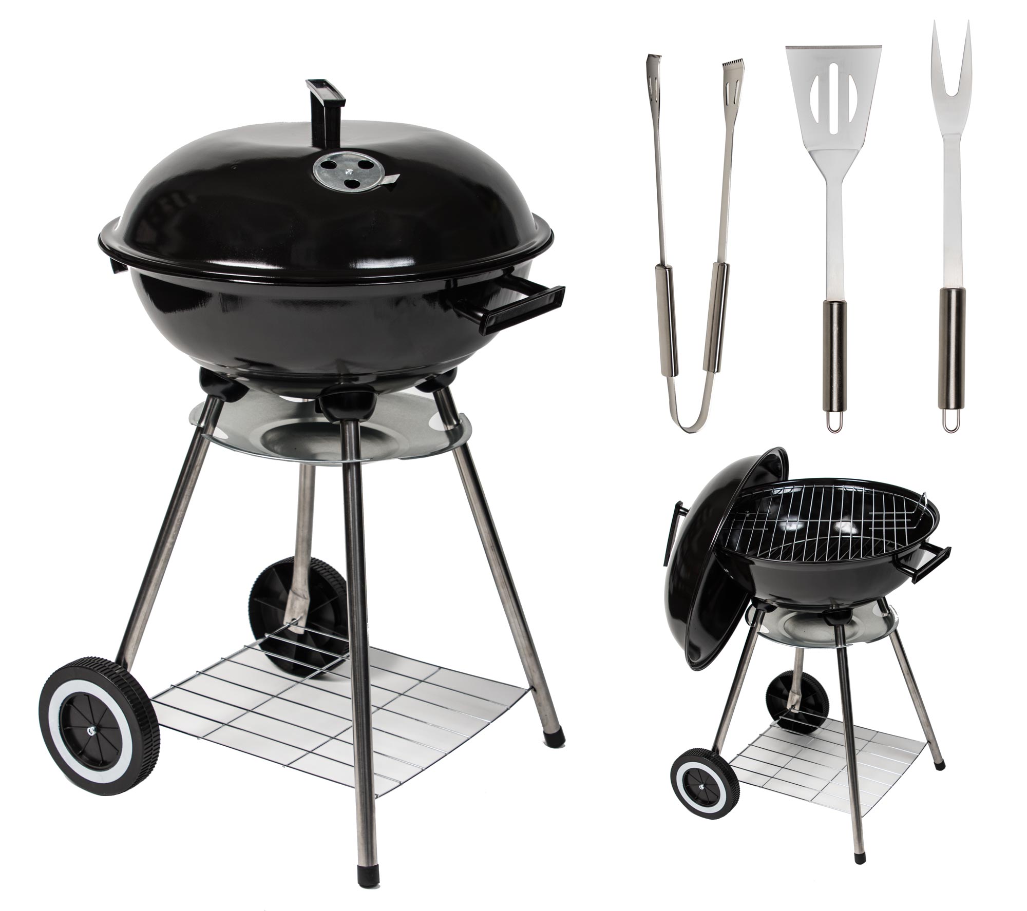 Kettle BBQ Barbecue Grill 17" Charcoal Large Portable Garden Free Tools