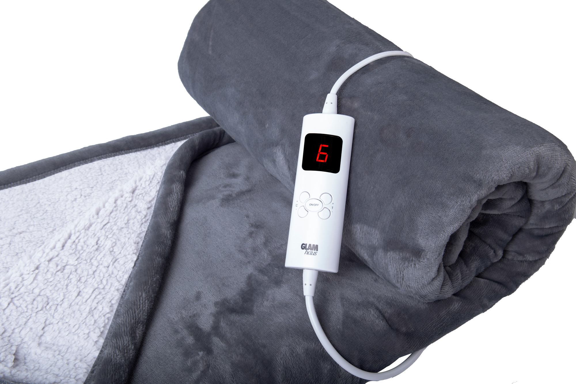 Heated Throw Electric Over Blanket Grey Digital Control Large Washable