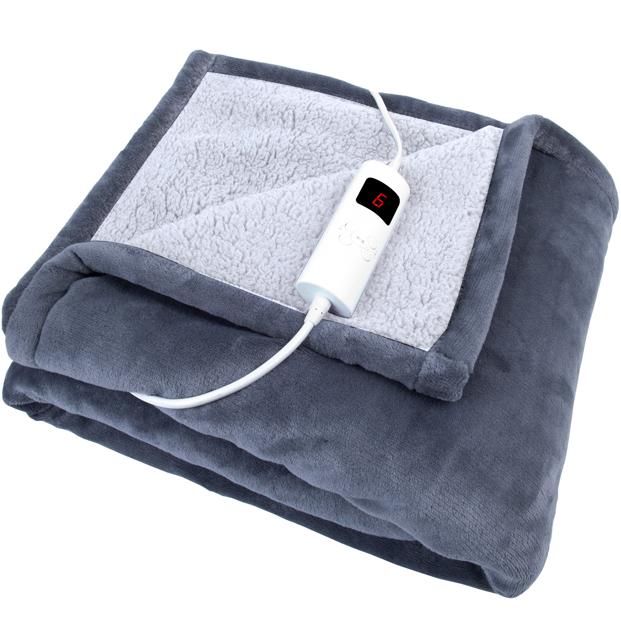 Heated Throw Electric Over Blanket Grey Digital Control Large Washable