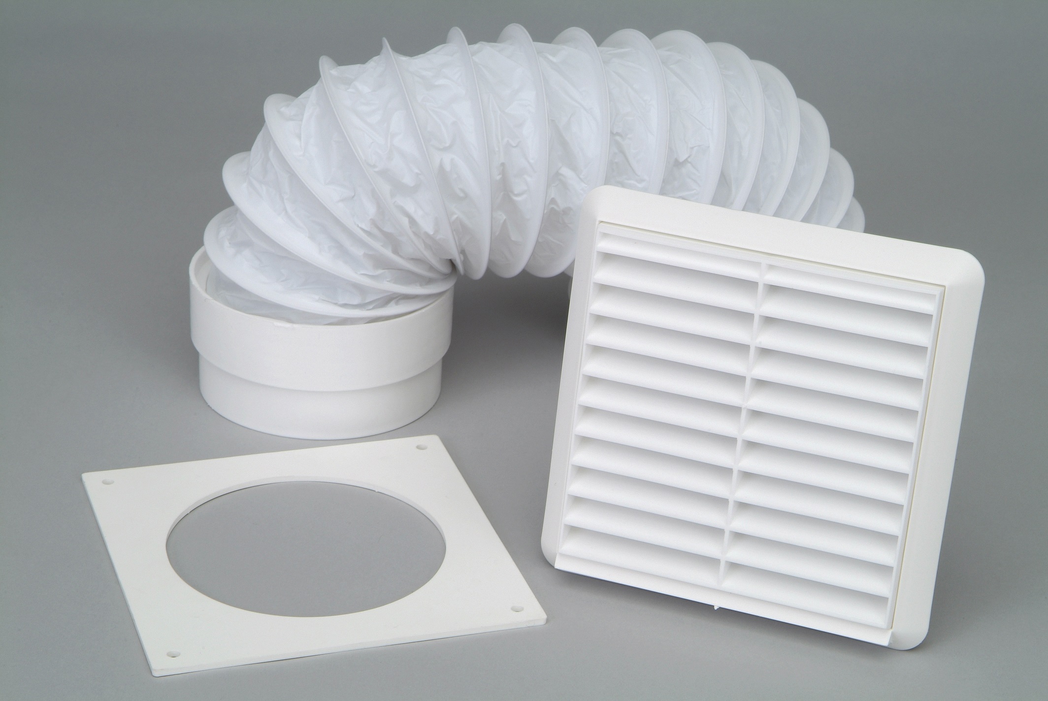 Wall Vent PVC Kit Tumble Dryer External Extractor White Fixed Grille 4 ...