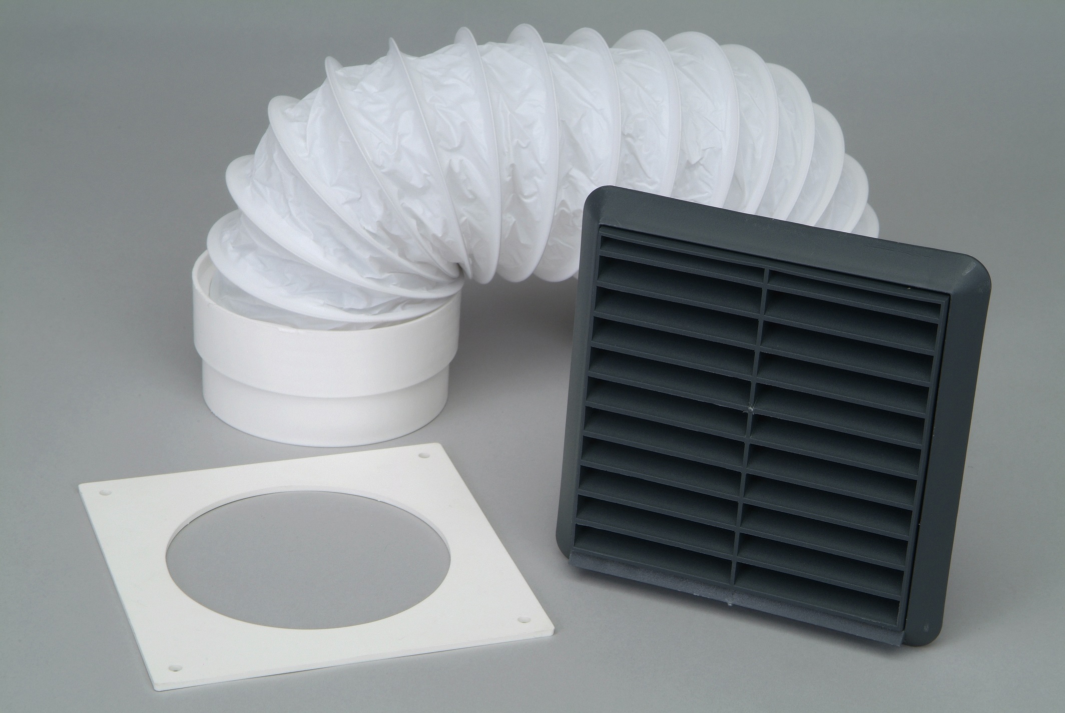 Wall Vent Kit Tumble Dryer Extractor Grey Anthracite Fixed Grille 4