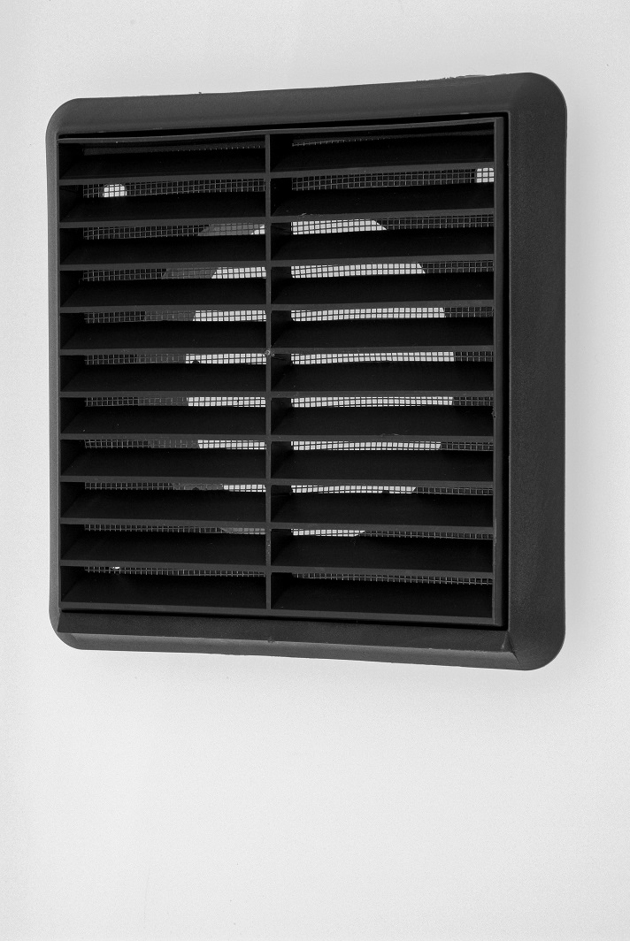 Fixed Louvered Grille 100mm 4 Brown External Exterior Ducting Air Vent Round Spigot Fly Screen