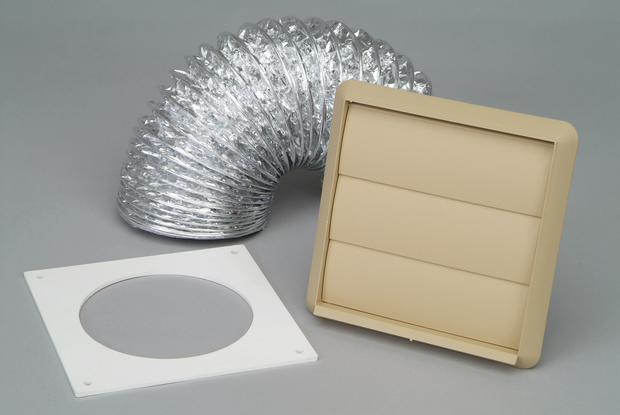 Wall Vent Kit Tumble Dryer External Extractor Beige Gravity Grille 4/" 100mm