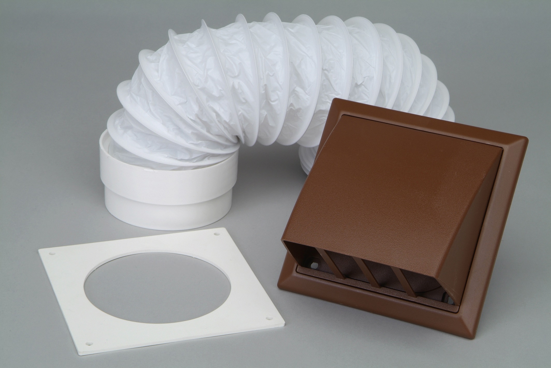 Wall Vent PVC Kit Tumble Dryer External Extractor Brown Cowl Grille 4