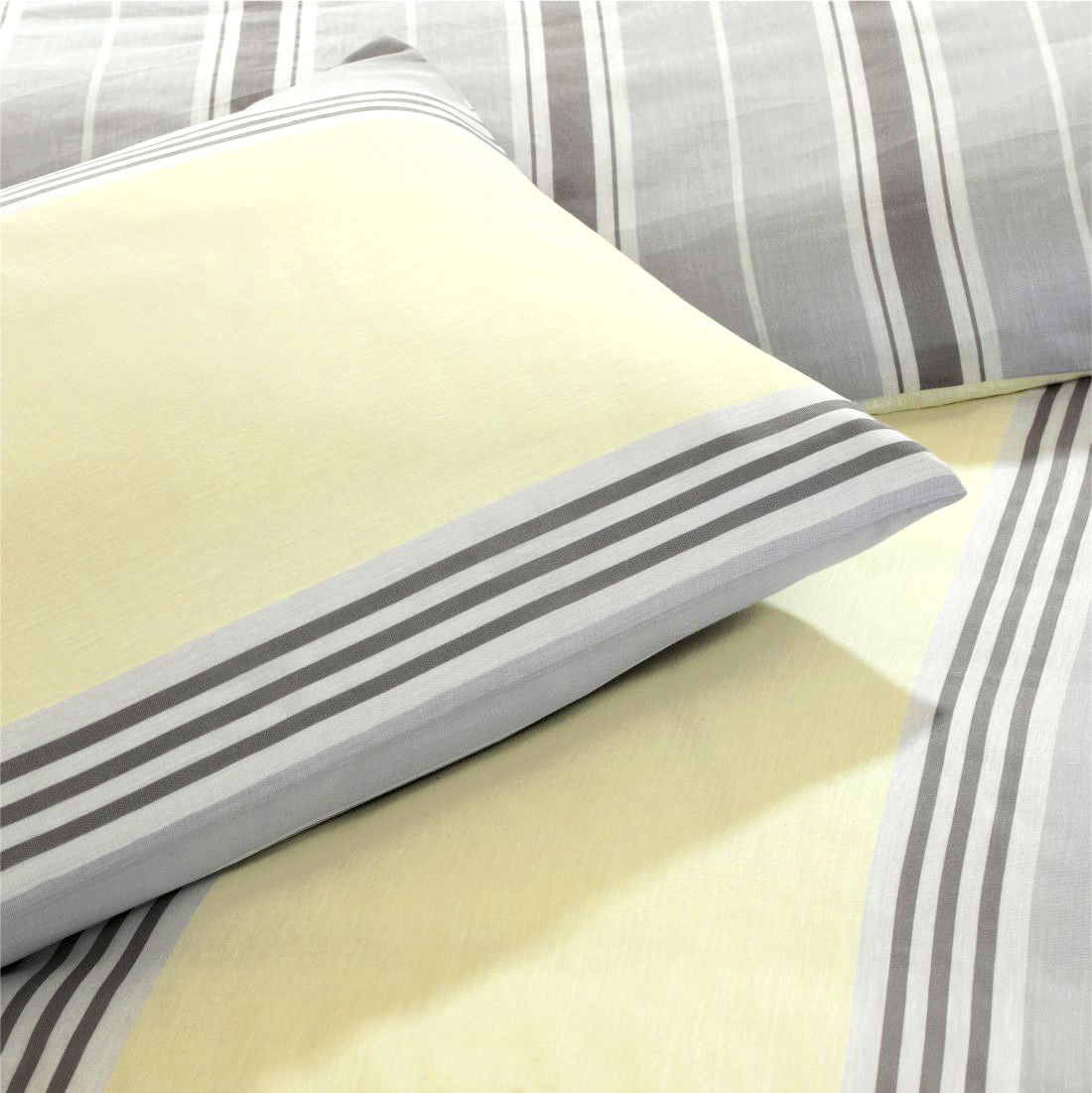 Banded Stripe Yellow Duvet Cover Bedding Set & Pillowcase Single Double