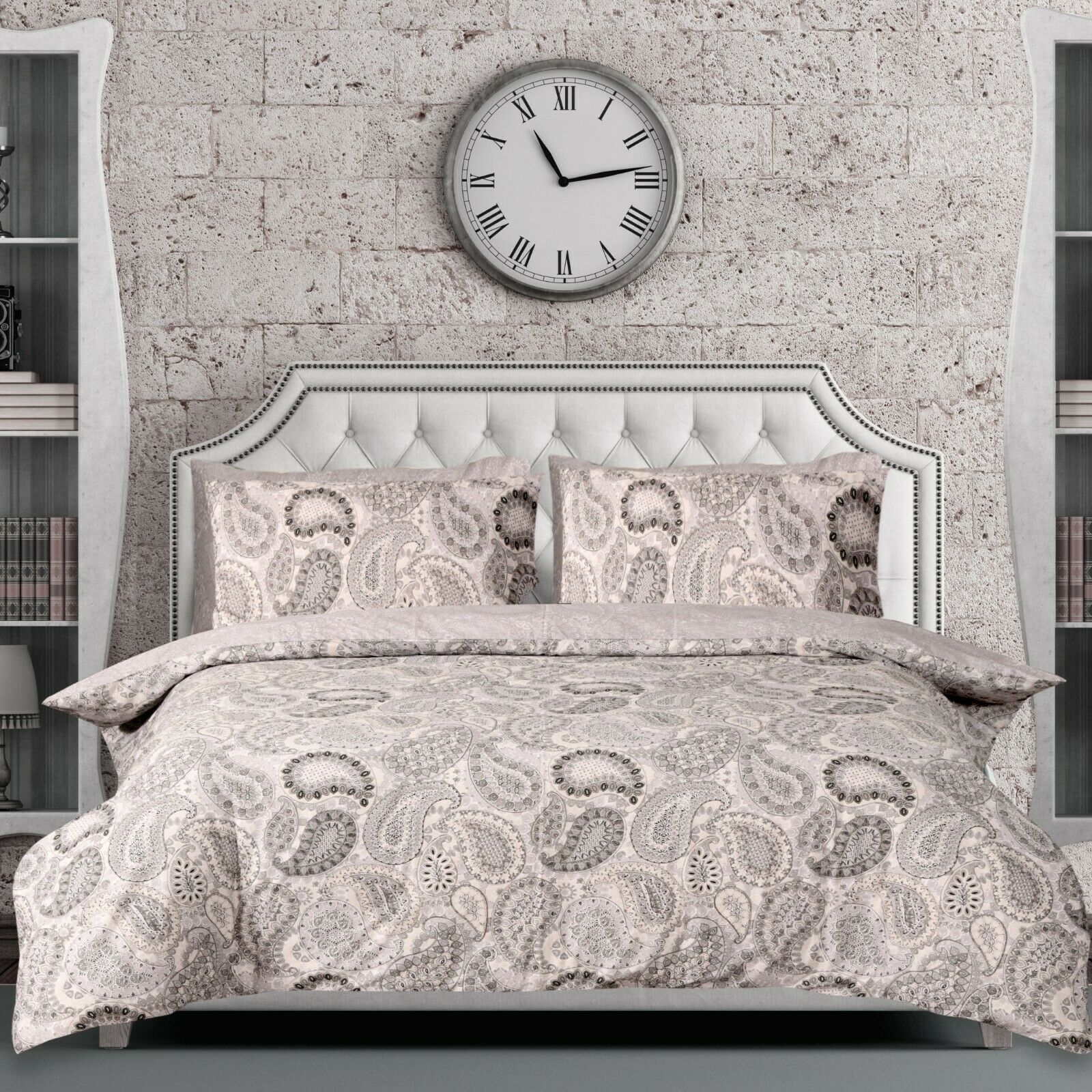 Paisley Grey Duvet Cover Bedding Quilt Set Pillowcases Single