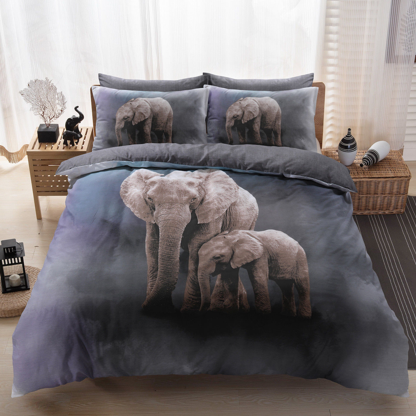 Details About Elephant Animal Print Duvet Cover Bedding Set With Pillow Case All Sizes