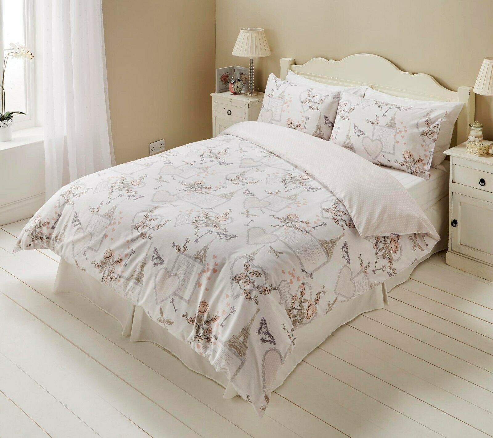 Sleepdown Romantic Reversible Duvet Covers With Pillowcases Double