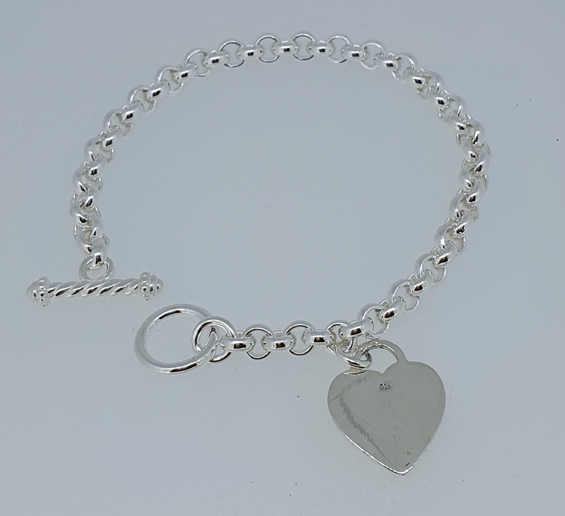 Womens 925 Sterling Silver Chain Bracelet with Heart Charm eBay