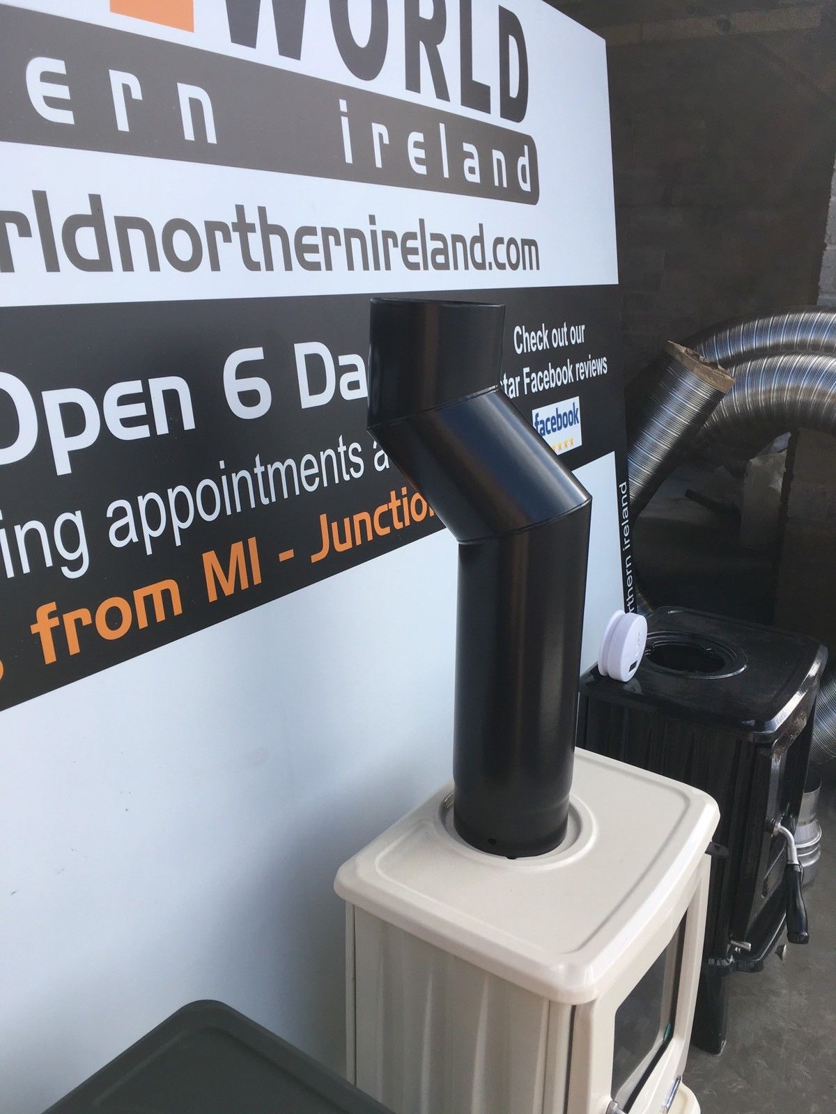 MULTIFUEL STOVE INSTALL KIT 904 FLUE LINER CREAM BLACK ENAMEL 5KW