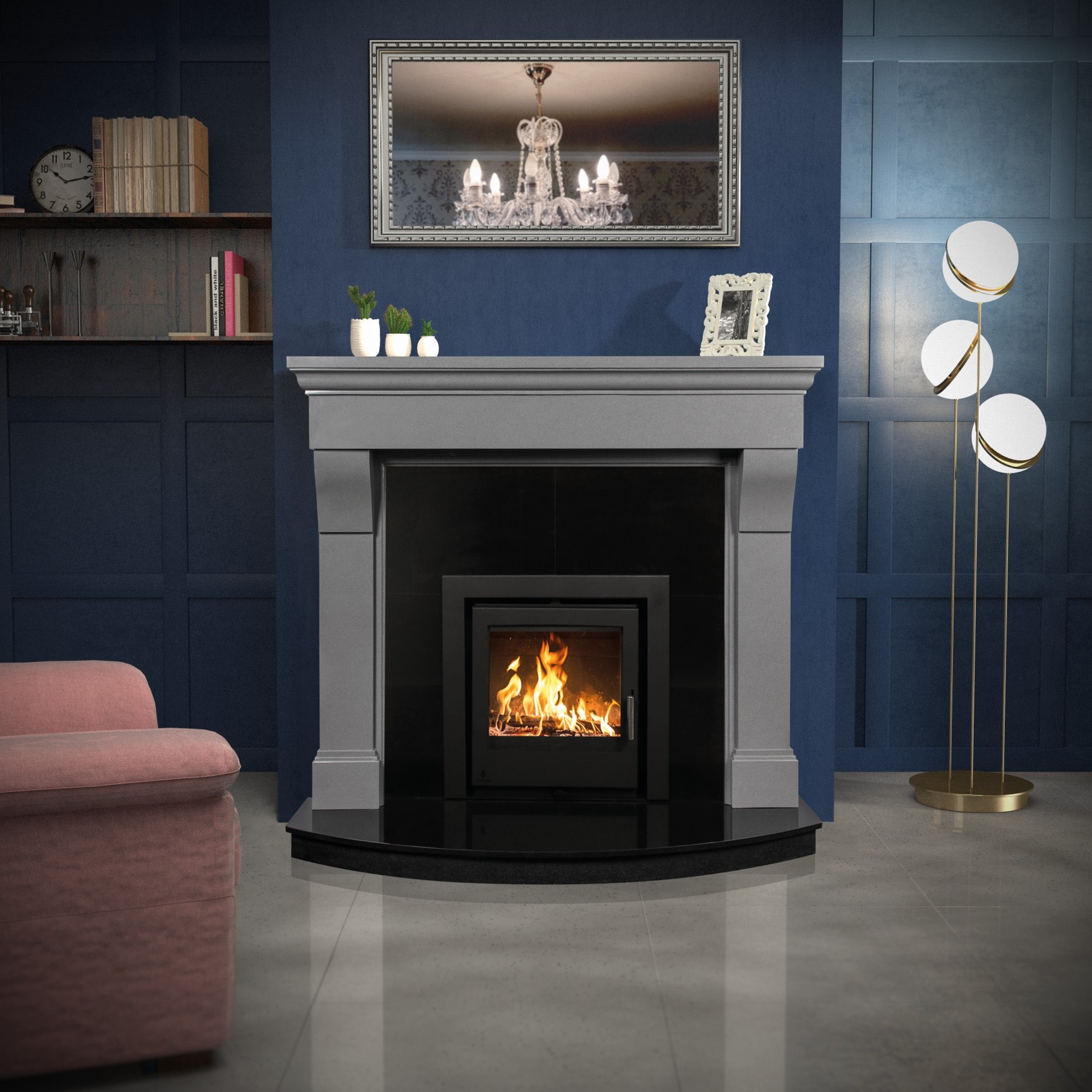 GREY MARBLE FIREPLACE SURROUND multi fuel stove gas electric furniture