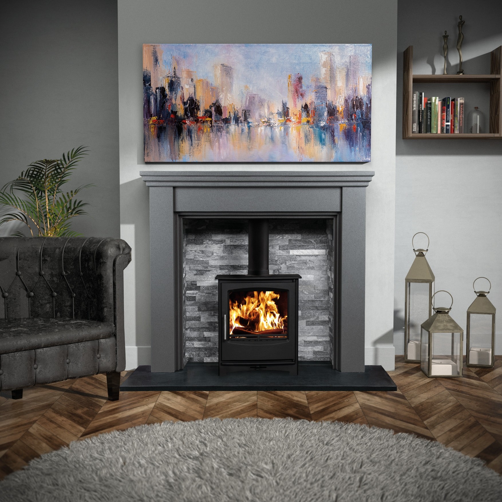GREY MARBLE FIREPLACE SURROUND multi fuel stove gas electric furniture ikea fire eBay
