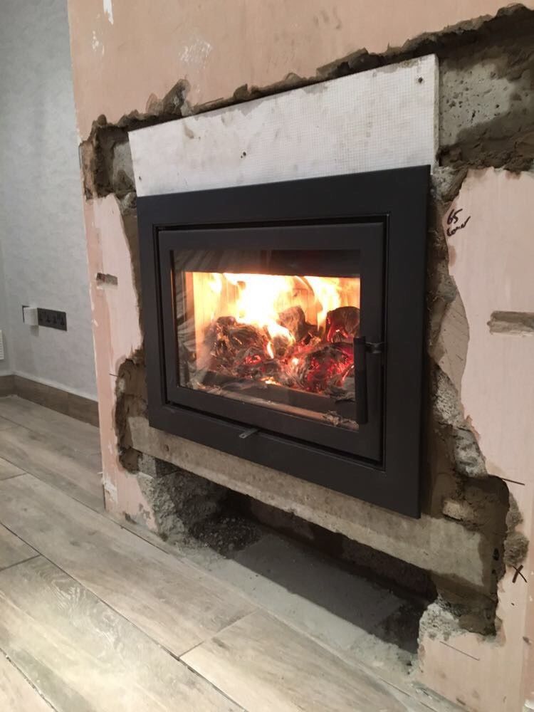 MODERN INSET CASSETTE STOVE 58kw heat range wood burner multi fuel