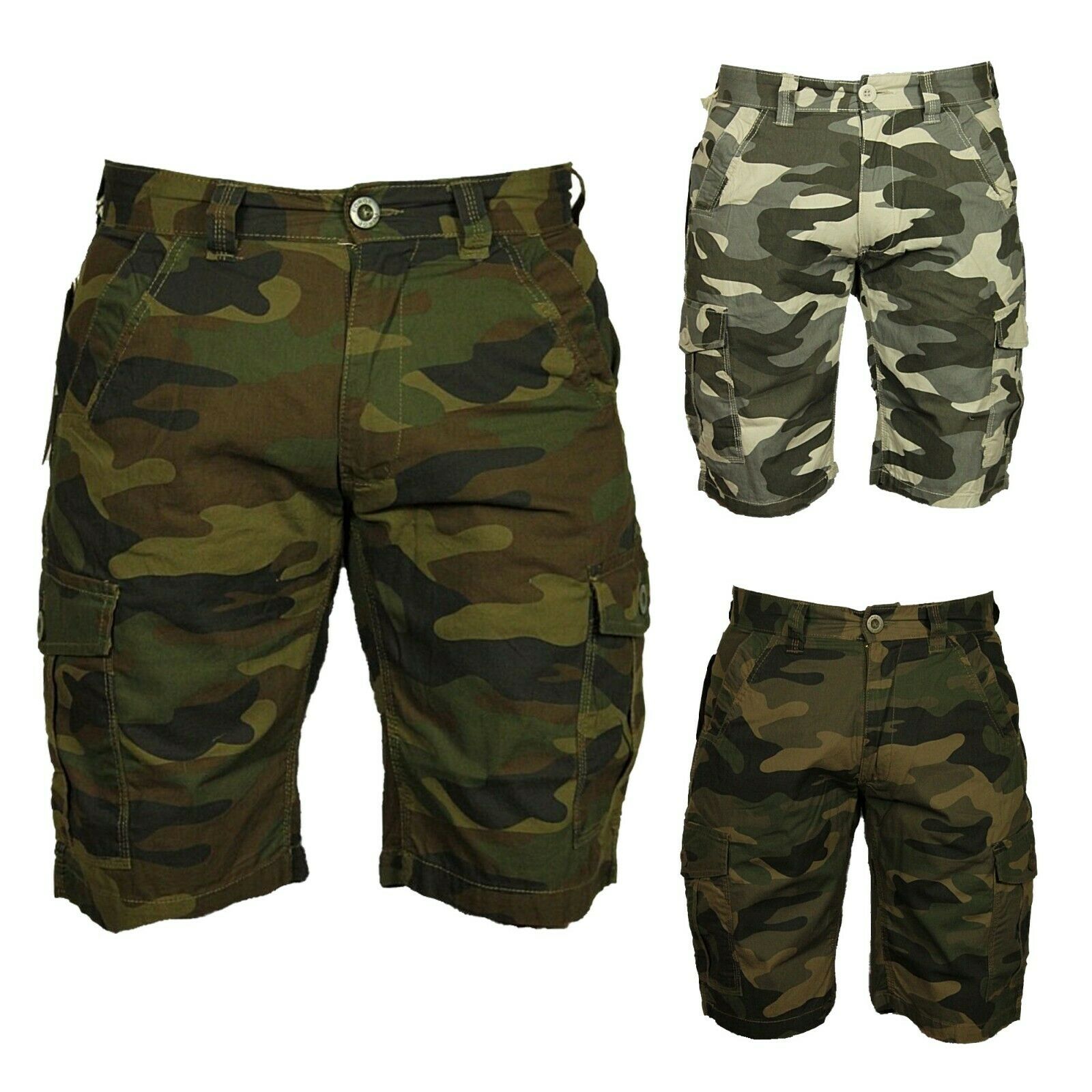 Mens Big King Size Cargo Shorts Combat Camo Army Long Military Casual 3 ...